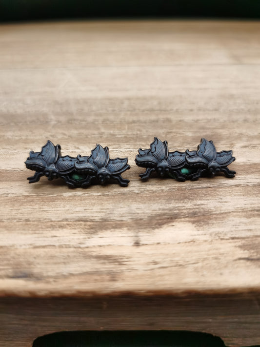 Japanese Type Menuki for wakziashi Tanto Black Duplex Butterfly Pattern Y019