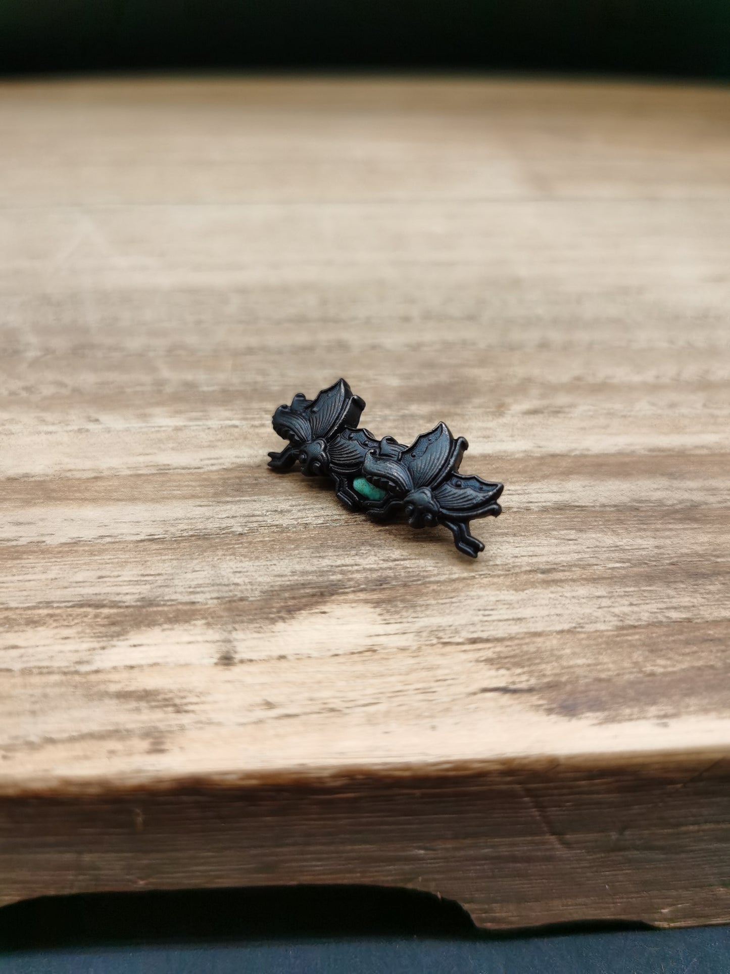 Japanese Type Menuki for wakziashi Tanto Black Duplex Butterfly Pattern Y019