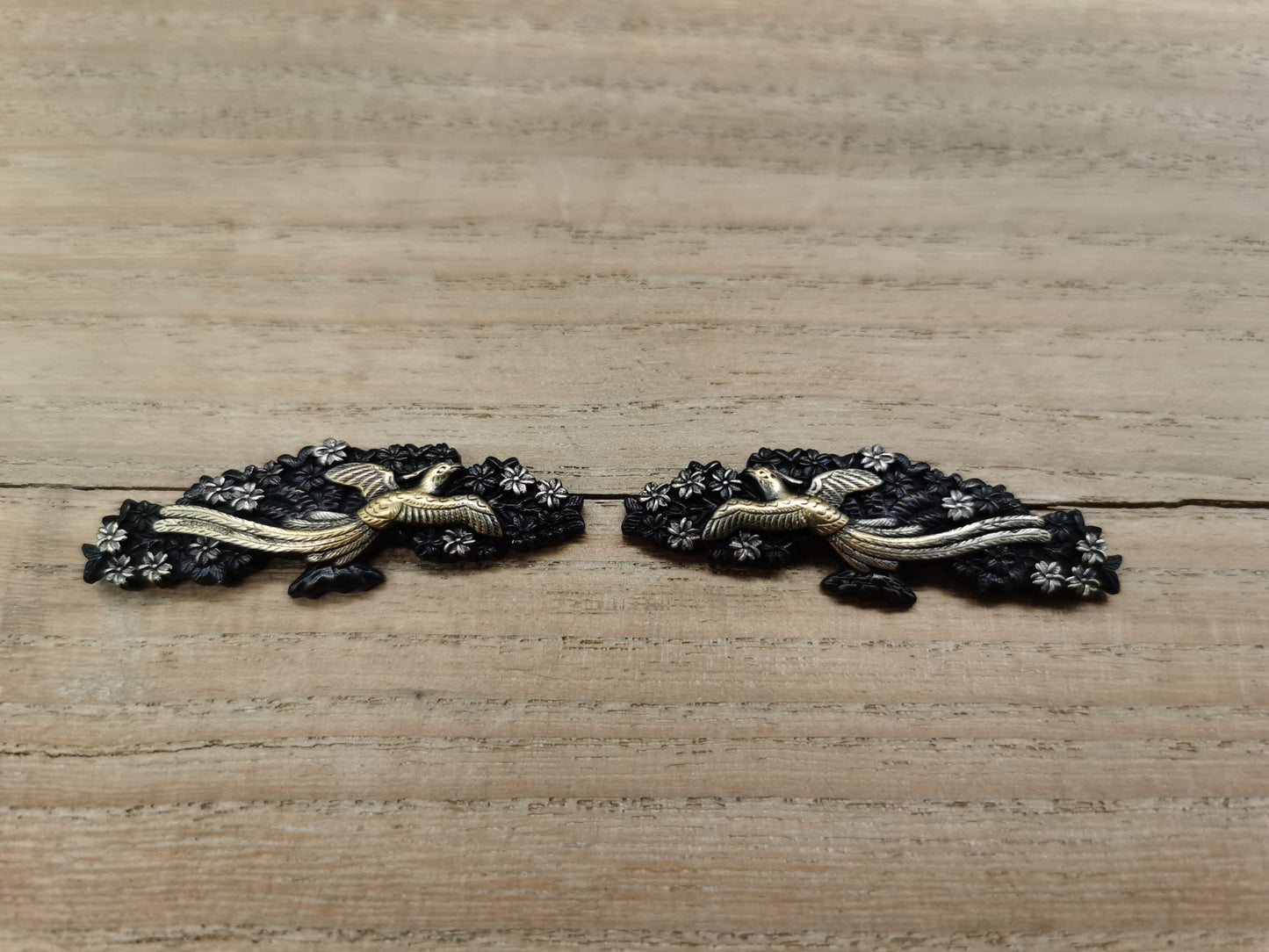 Japanese Type Golden Cherry Blossom Phoenix Menuki for Katana and wakziashi Y020