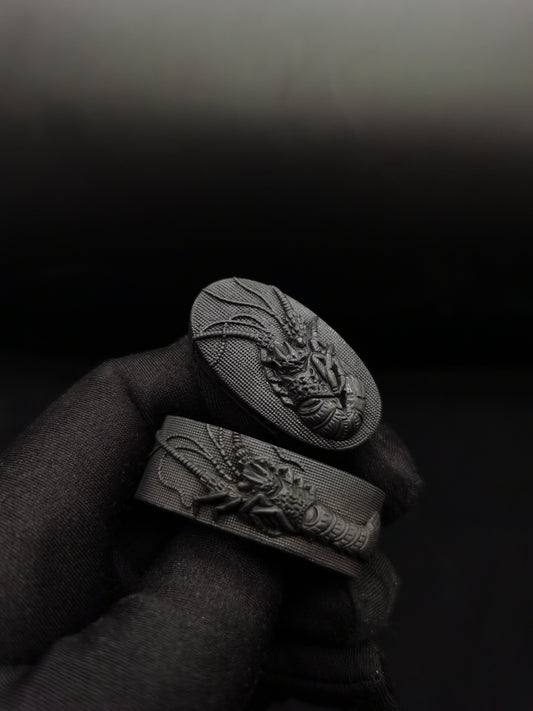 Japanese Type Big Size lobster pattern Fuchi & Kashira for Wakzishi,Y021