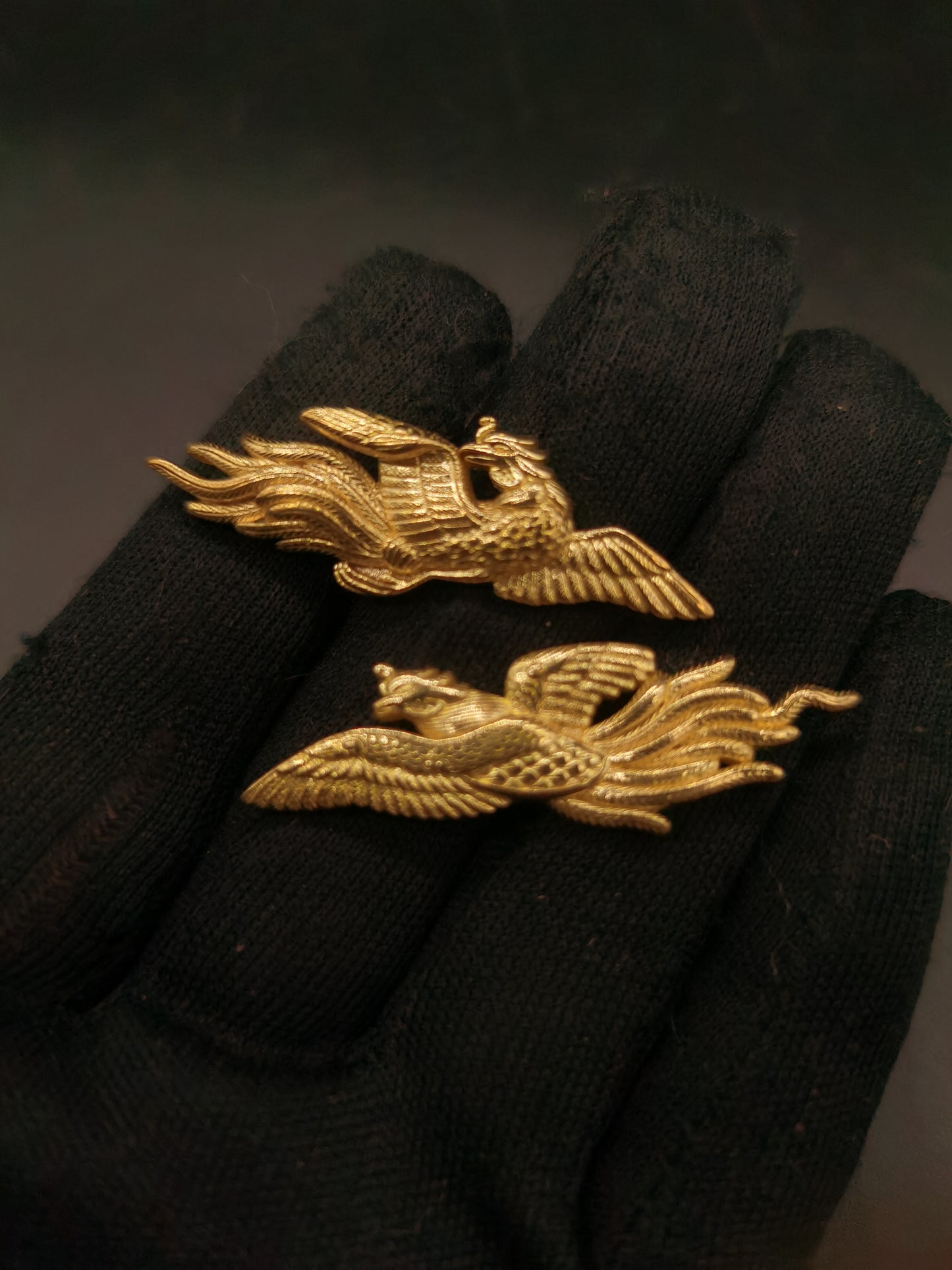 Japanese Type Big Golden Phoenix Pattern Menuki for Katana and wakziashi Y045