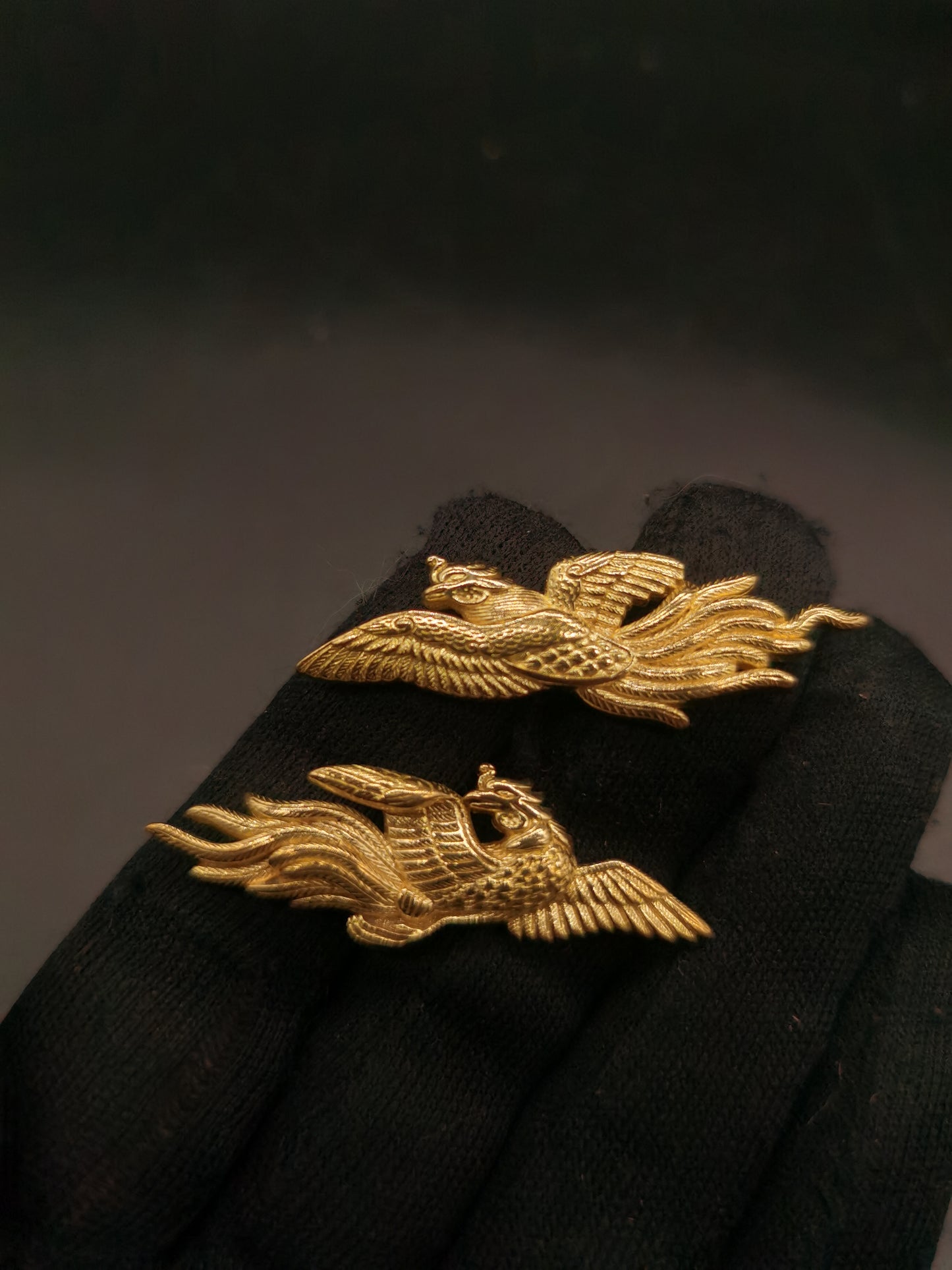 Japanese Type Big Golden Phoenix Pattern Menuki for Katana and wakziashi Y045