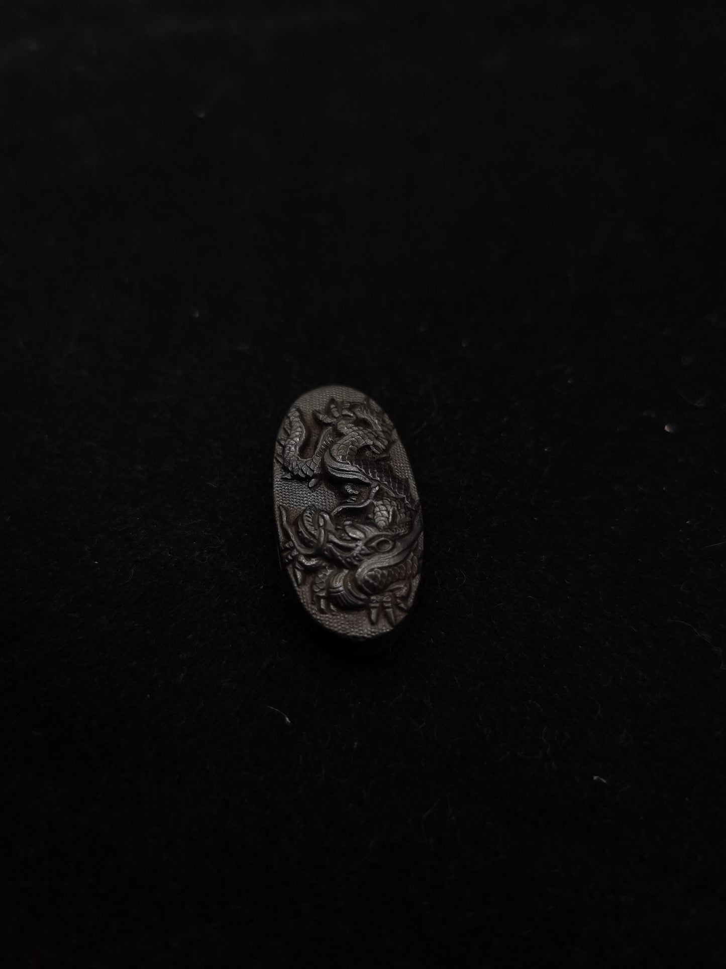 Japanese Type Kashira and Fuchi for wakziashi Black Hai-ryu Dragon Y044