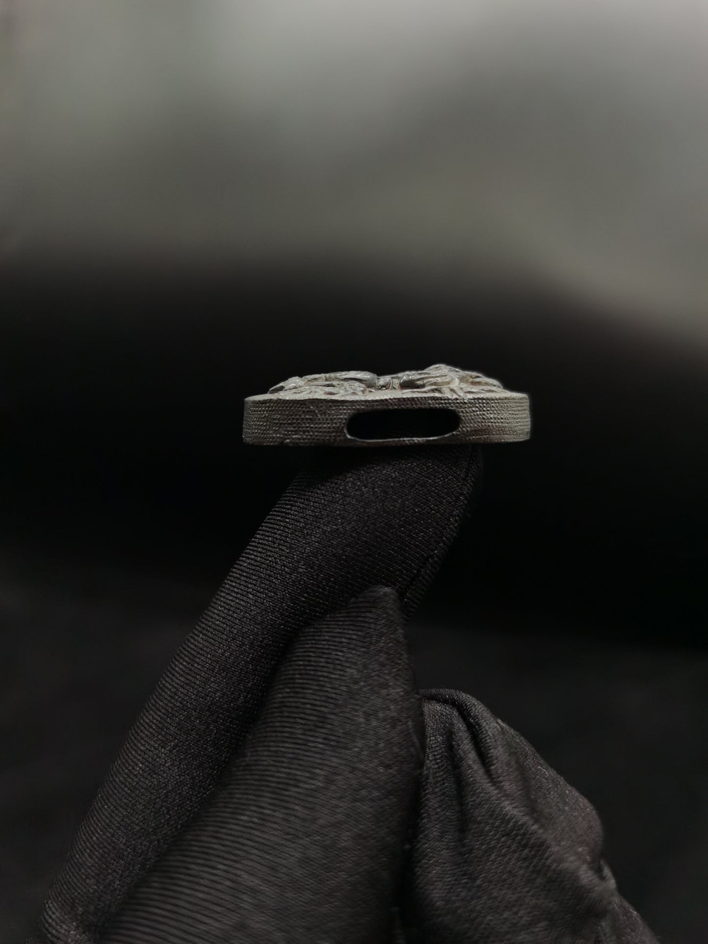 Japanese Type Kashira and Fuchi for wakziashi Black Hai-ryu Dragon Y044
