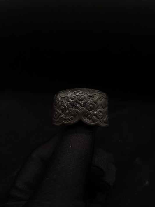 Japanese Type Black Fine-grained Cloud Mon Kojiri for Katana and wakziashi Y059