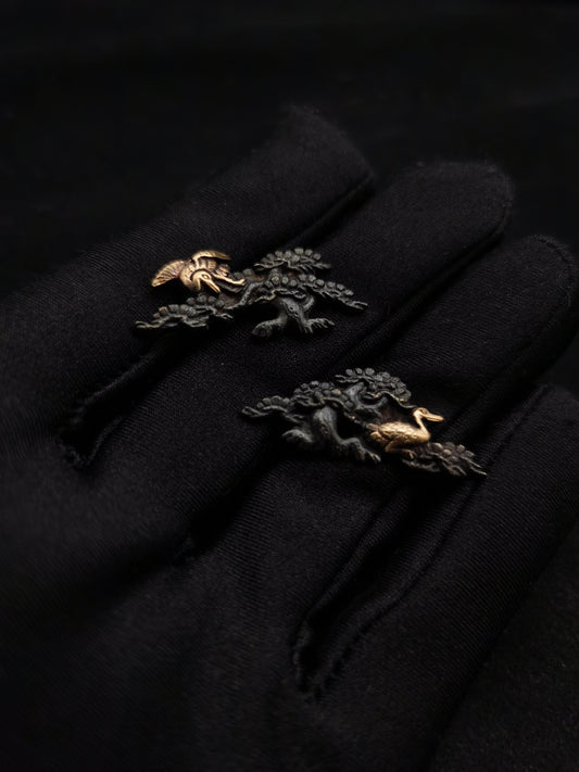 Japanese Type Pine Crane Pattern Menuki for Katana wakziashi Tanto Y064