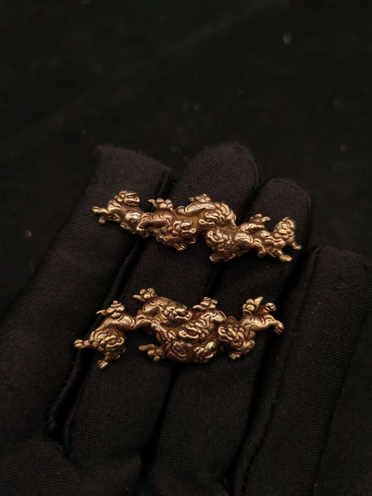 Japanese Type Five Lions Pattern Menuki for Katana and Wakziashi Y095