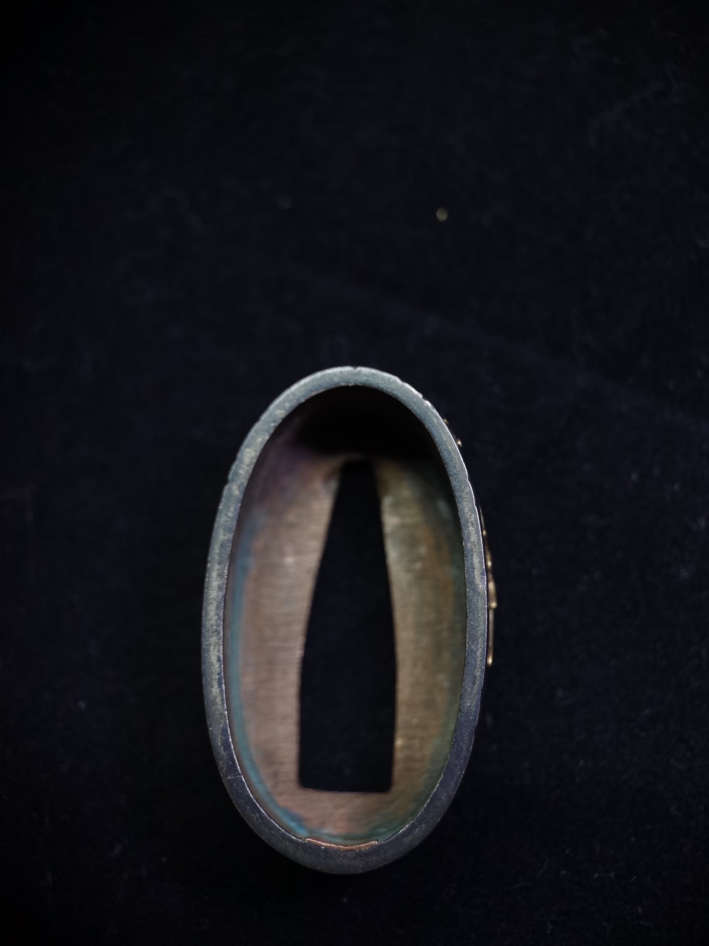 Japanese Orchid Pattern Single Fuchi for Katana Wakziashi Edo Period Antique F054