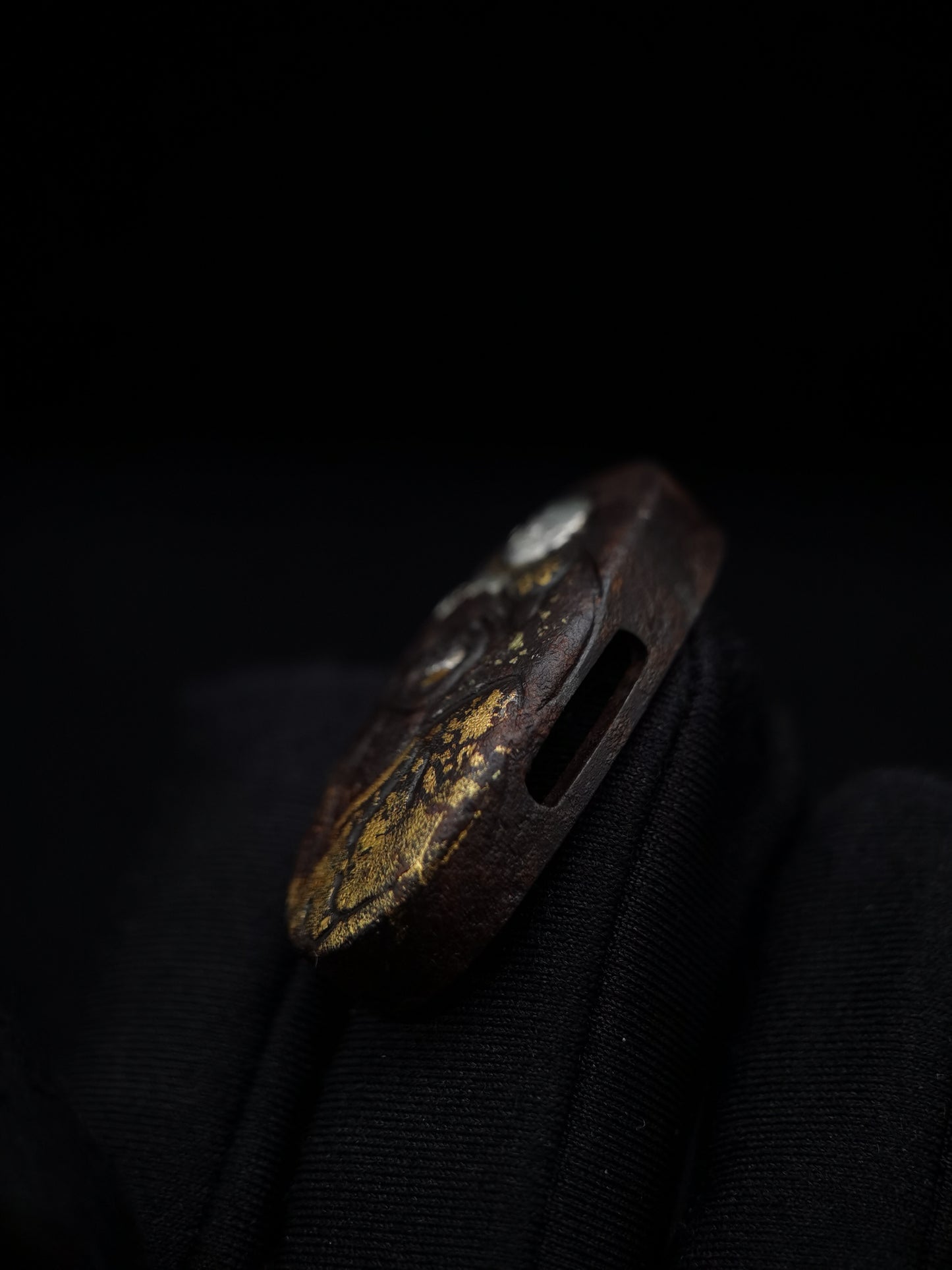 Japanese Hotei with Children Single Kashira for Katana Wakziashi Edo Period Antique G007