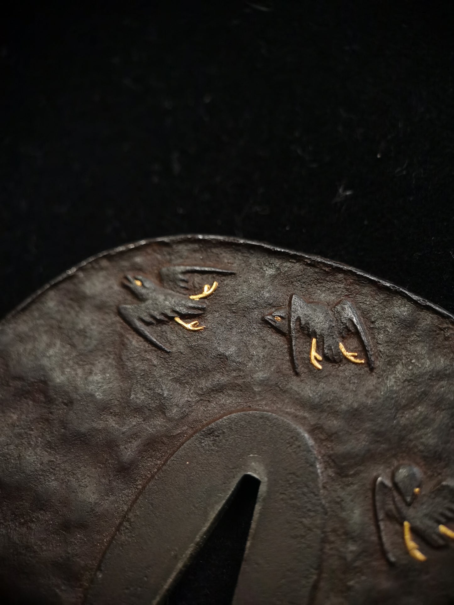 Japanese Wave and Birds Pattern Tsuba for Katana and Wakziashi Edo Period Antique A048