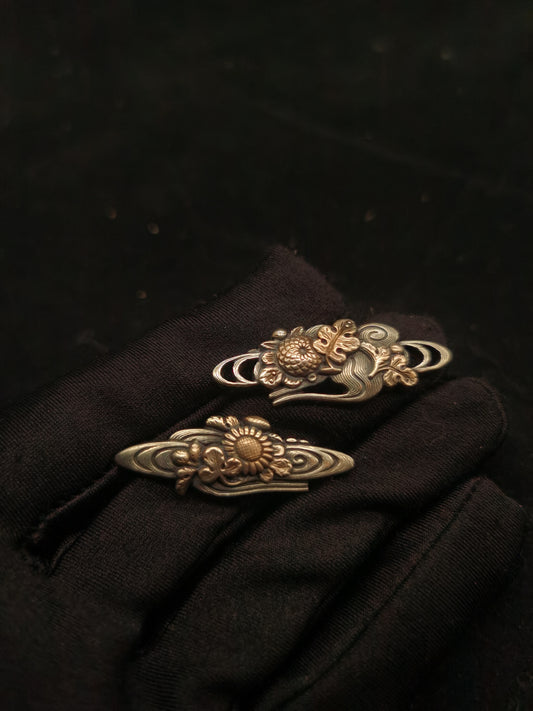 Japanese Type Chrysanthemum and water Menuki for Katana and Wakziashi Y103