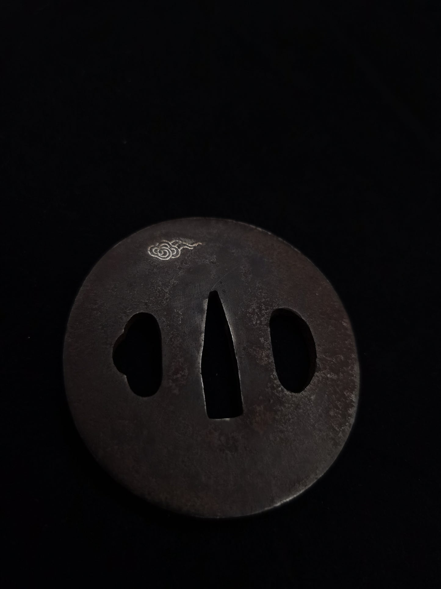 Japanese Silver Rain Dragon Tsuba for Wakziashi Tanto Edo Period Antique A049