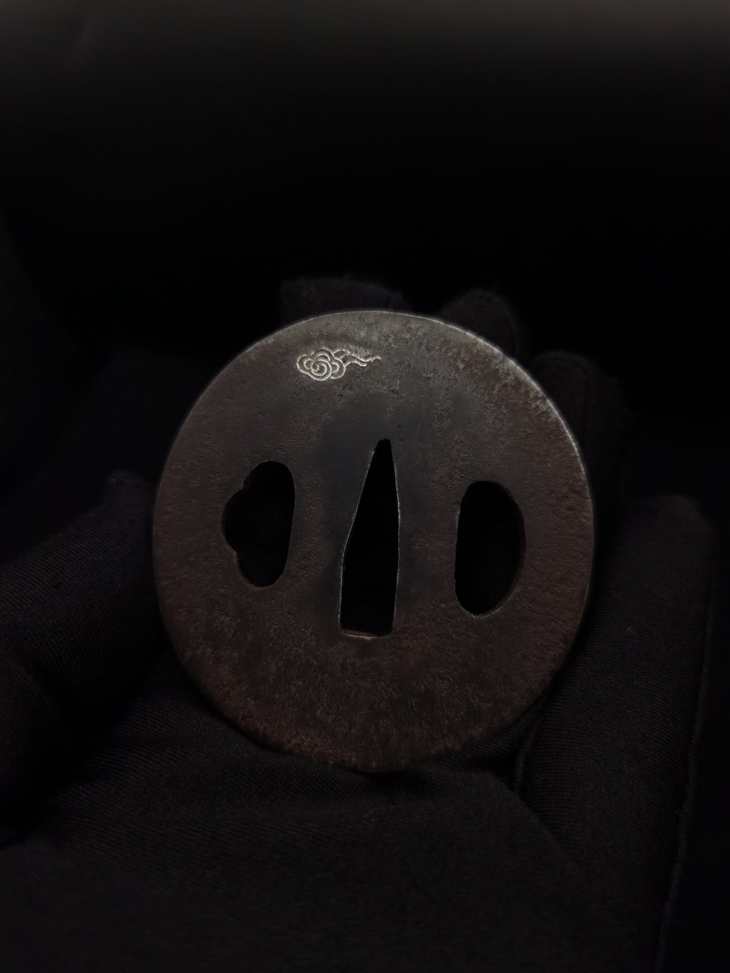 Japanese Silver Rain Dragon Tsuba for Wakziashi Tanto Edo Period Antique A049