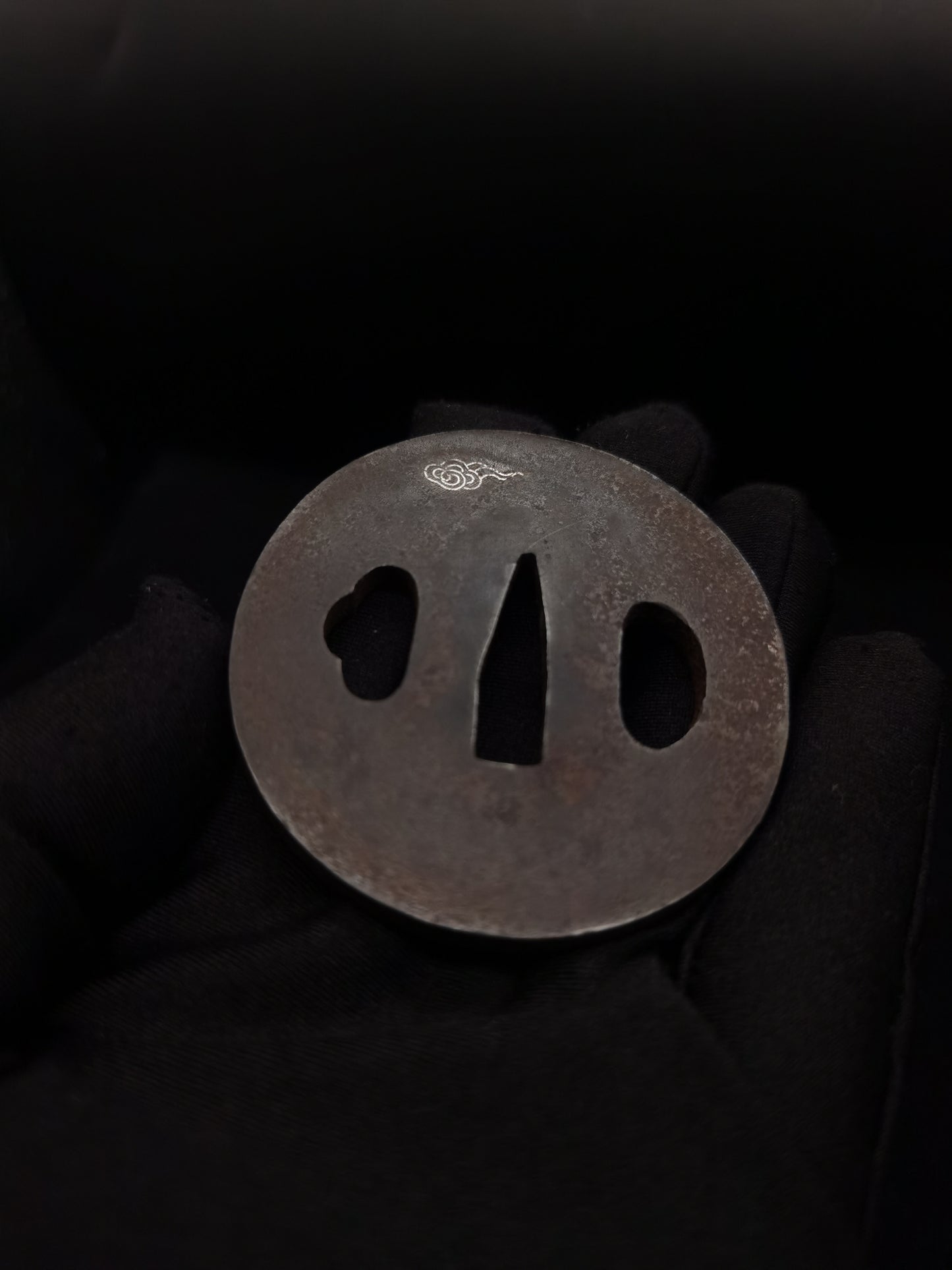 Japanese Silver Rain Dragon Tsuba for Wakziashi Tanto Edo Period Antique A049