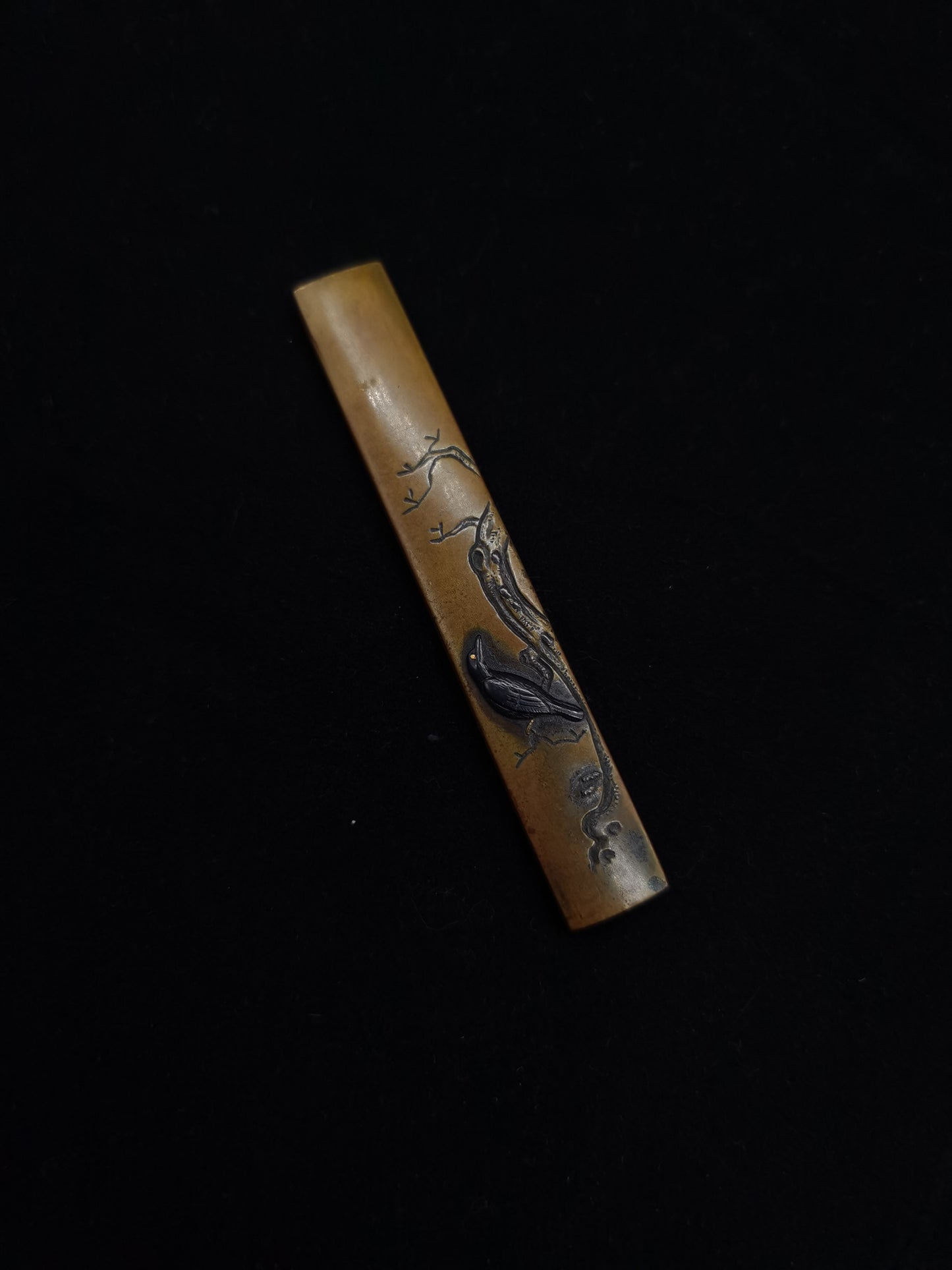 Japanese Little bird on the tree Kogia and  Kozuka for wakziashi and tanto Edo period antique D057