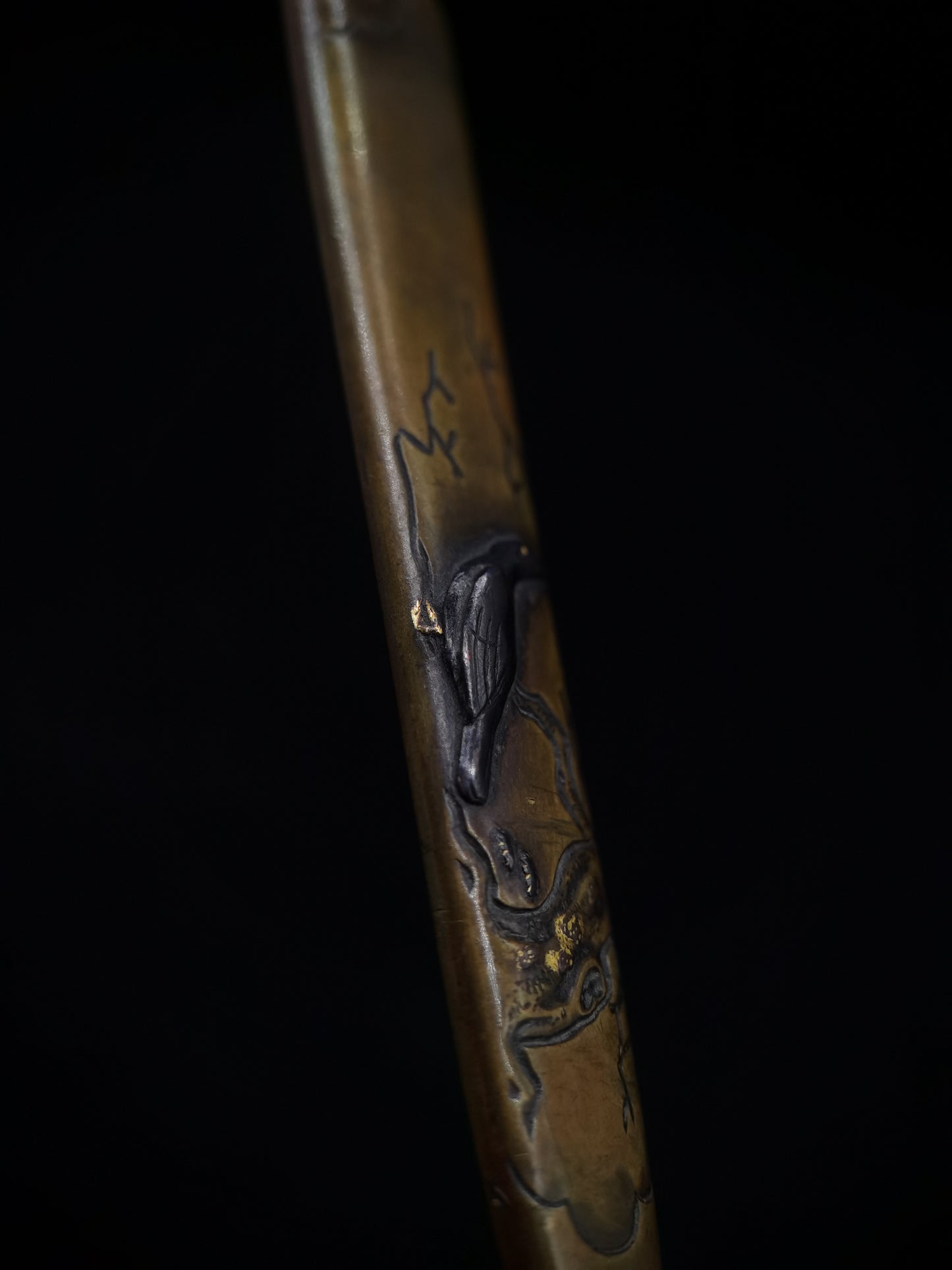 Japanese Little bird on the tree Kogia and  Kozuka for wakziashi and tanto Edo period antique D057
