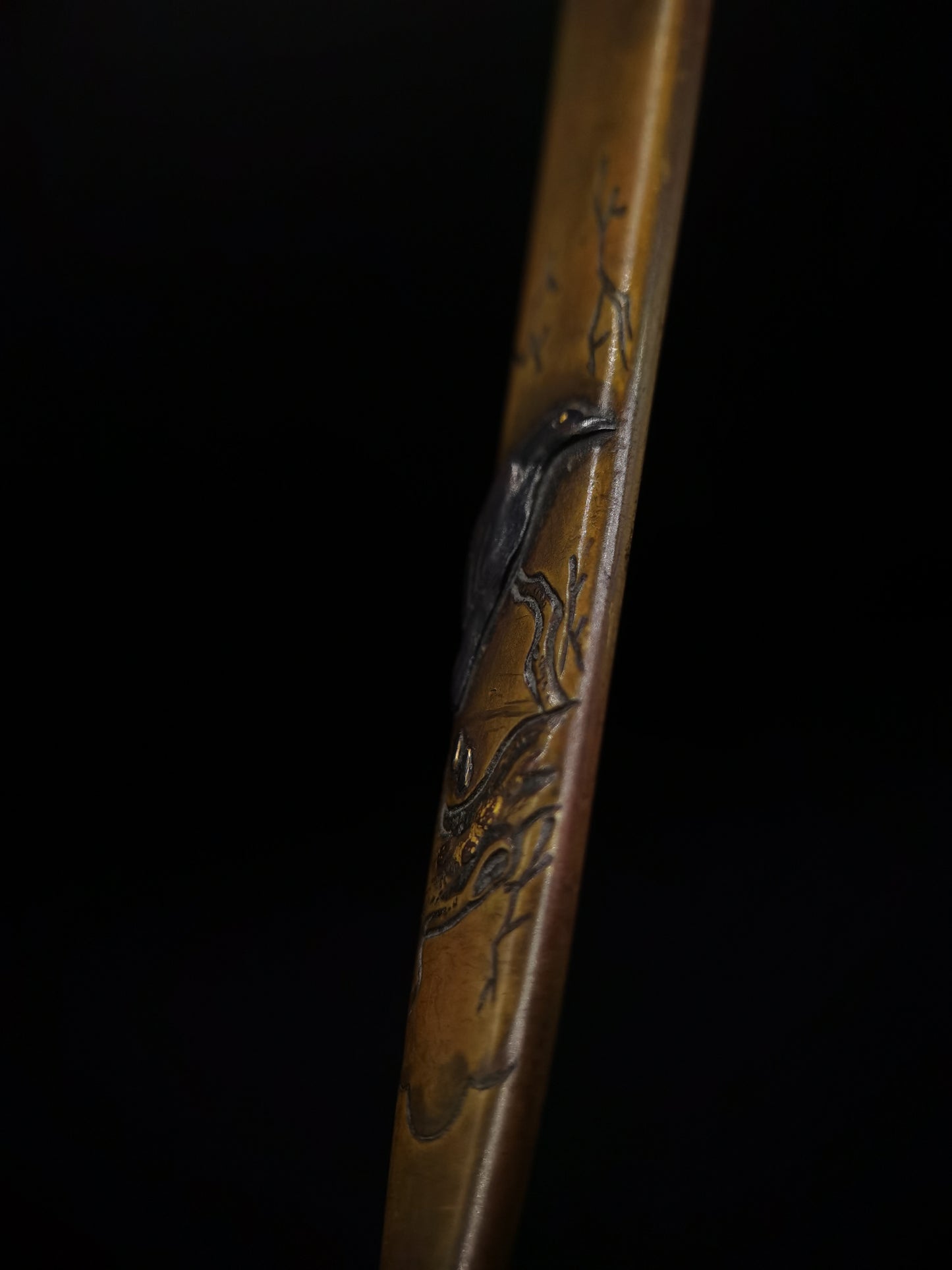 Japanese Little bird on the tree Kogia and  Kozuka for wakziashi and tanto Edo period antique D057