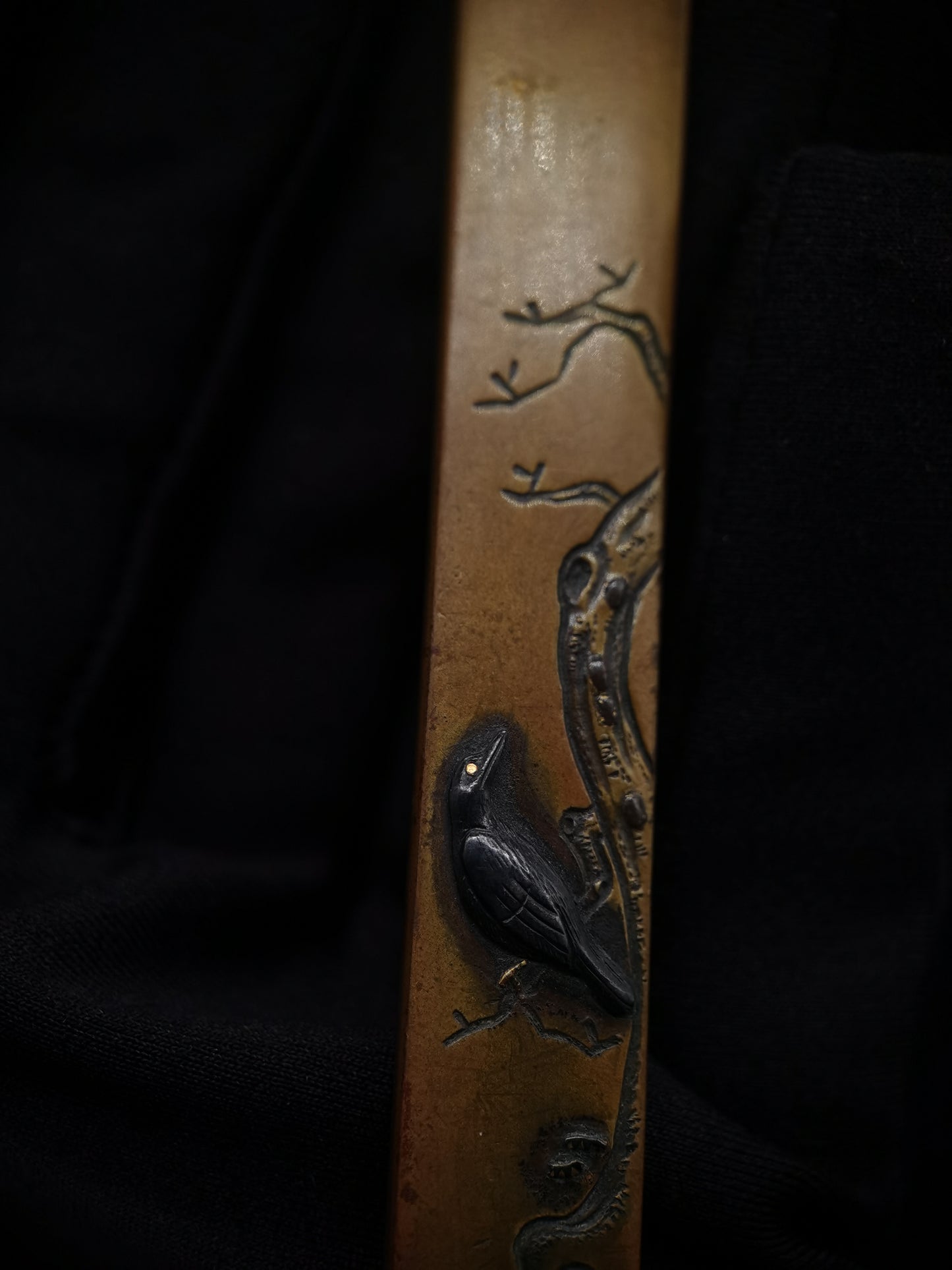 Japanese Little bird on the tree Kogia and  Kozuka for wakziashi and tanto Edo period antique D057