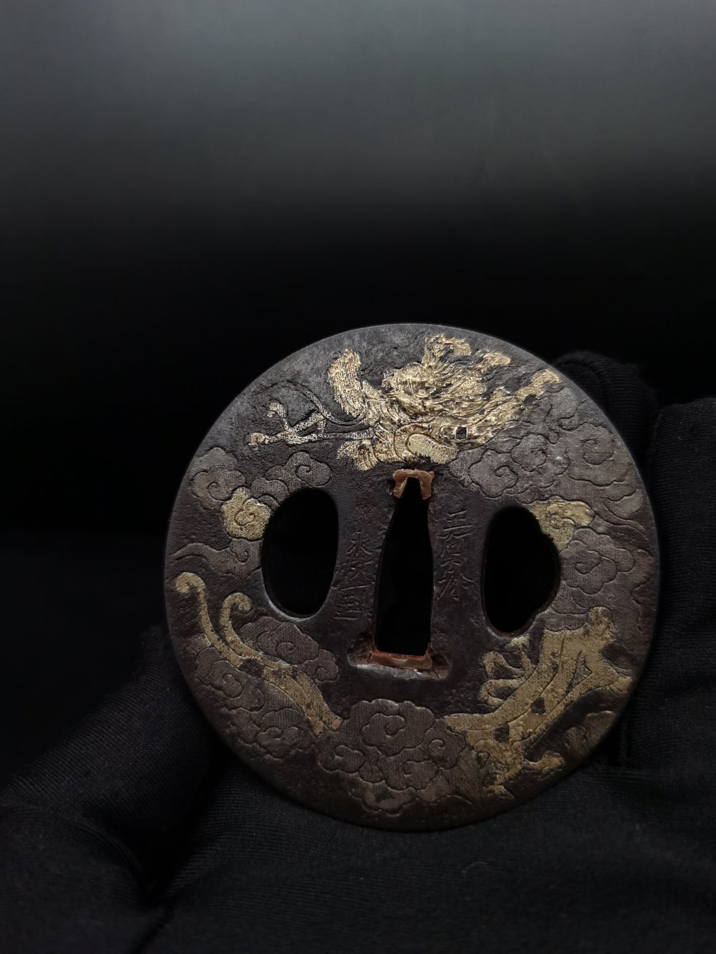 Japanese Type Cloud dragon Buddha treasures Pattern Tsuba for Katana and Wakziashi A056