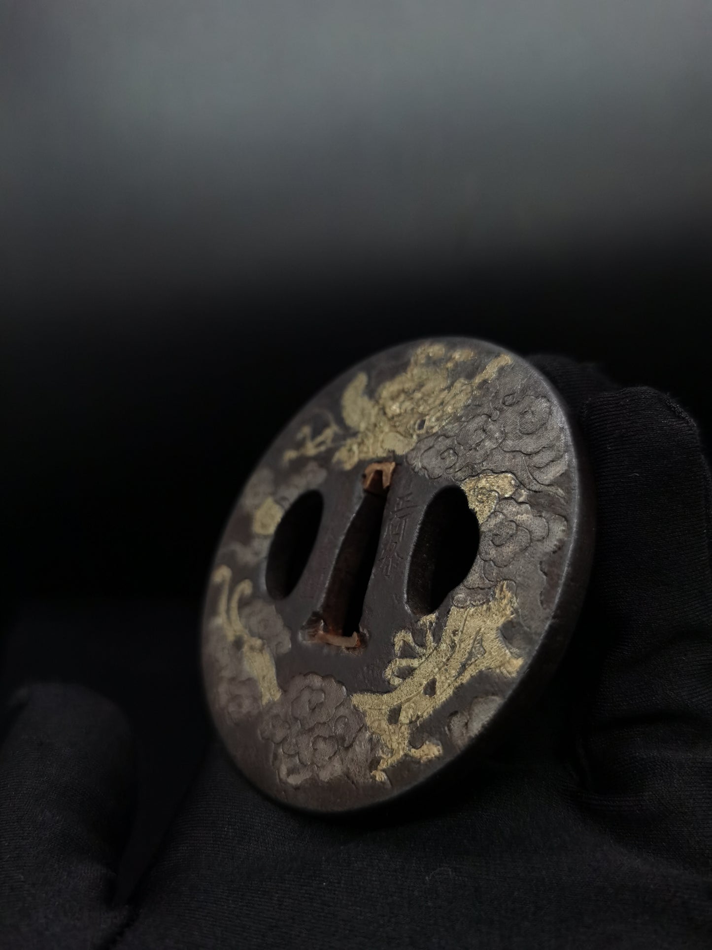 Japanese Type Cloud dragon Buddha treasures Pattern Tsuba for Katana and Wakziashi A056