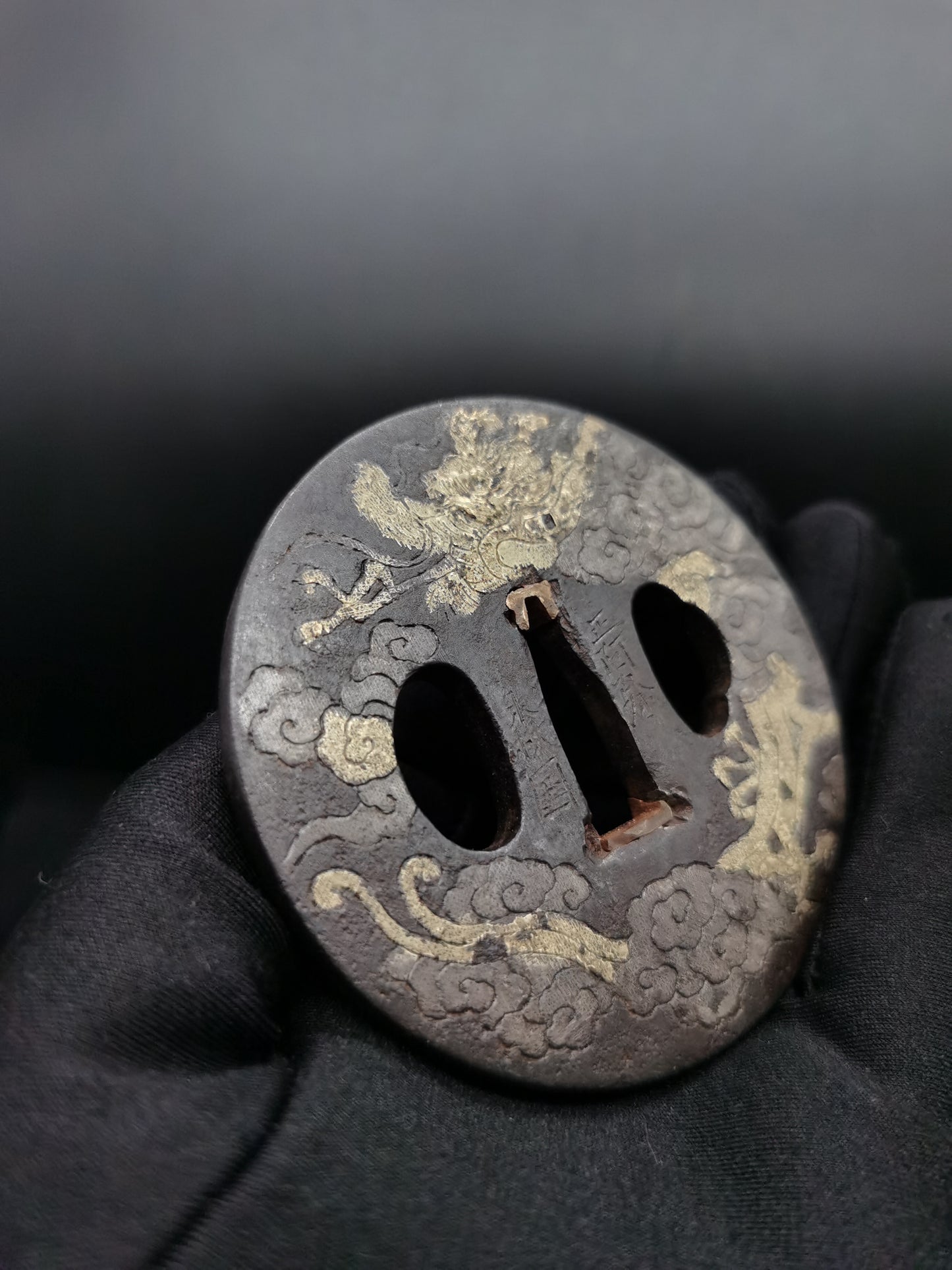 Japanese Type Cloud dragon Buddha treasures Pattern Tsuba for Katana and Wakziashi A056