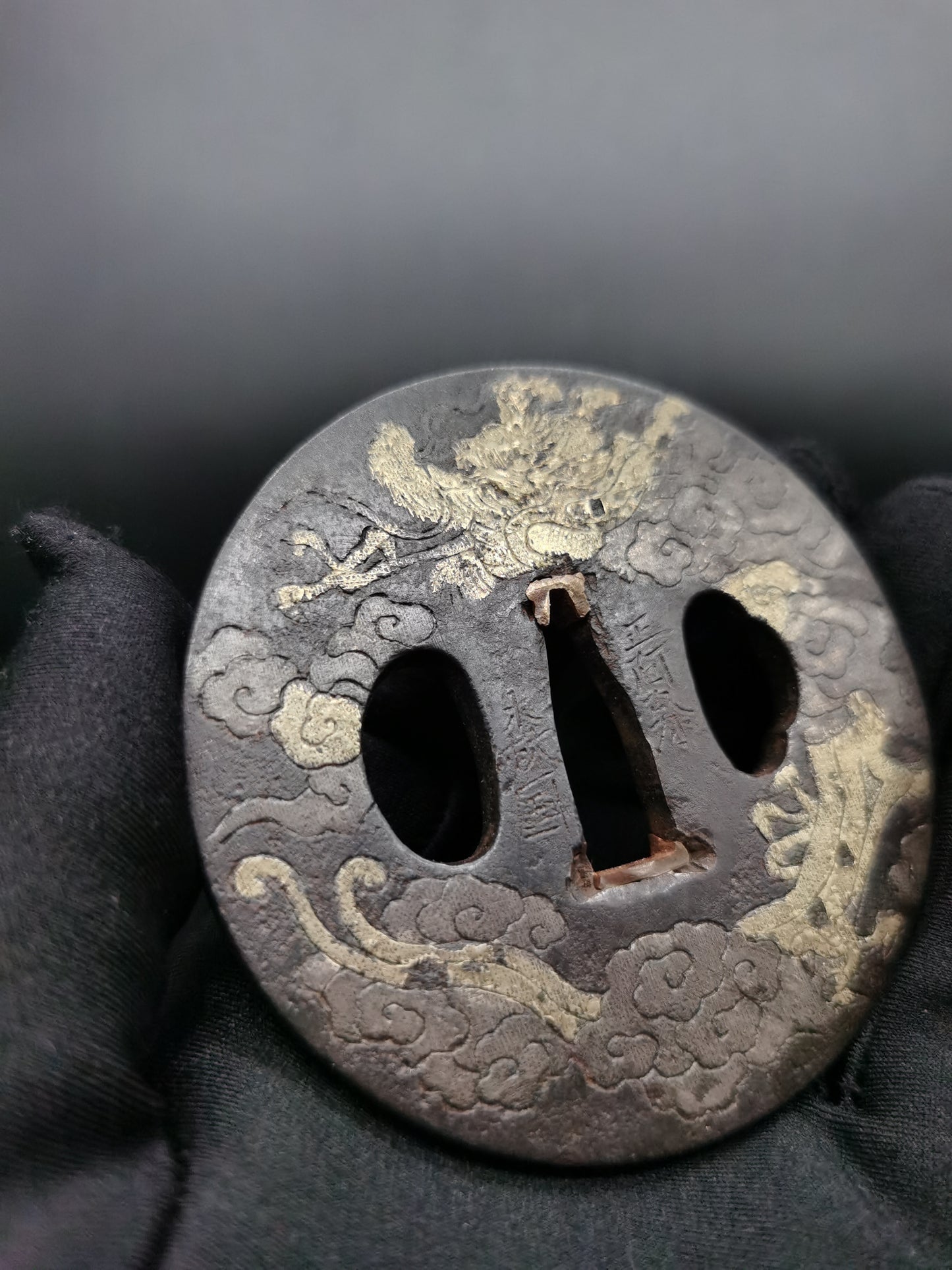 Japanese Type Cloud dragon Buddha treasures Pattern Tsuba for Katana and Wakziashi A056