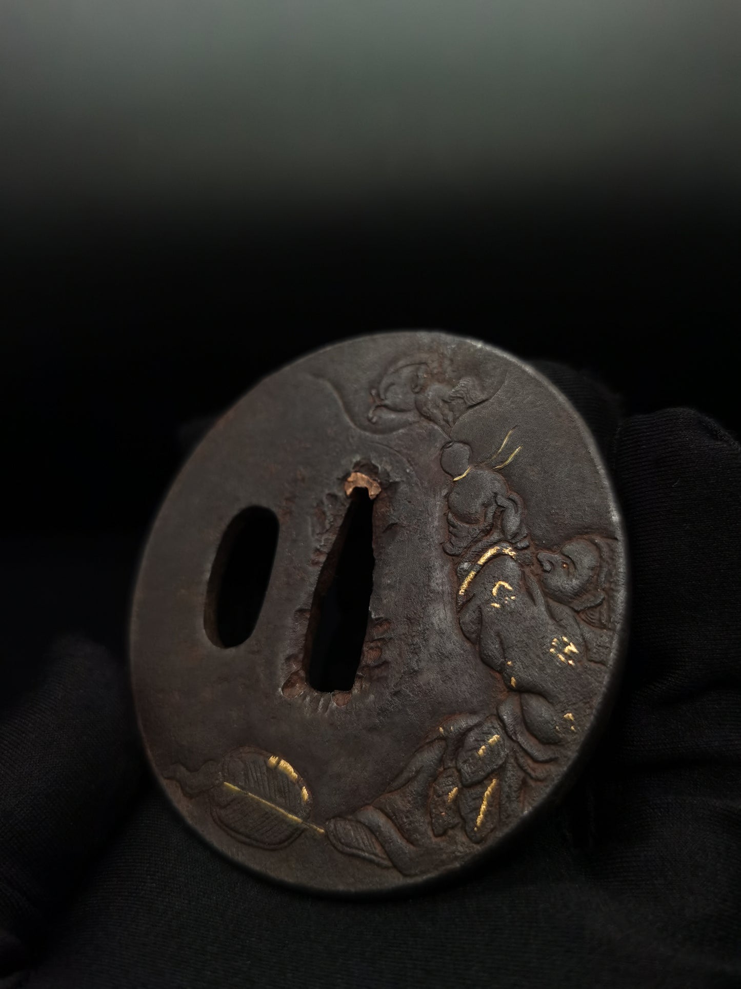 Japanese Type Fairchild and Horse Tsuba for Katana and Wakziashi Edo Period Antique A057