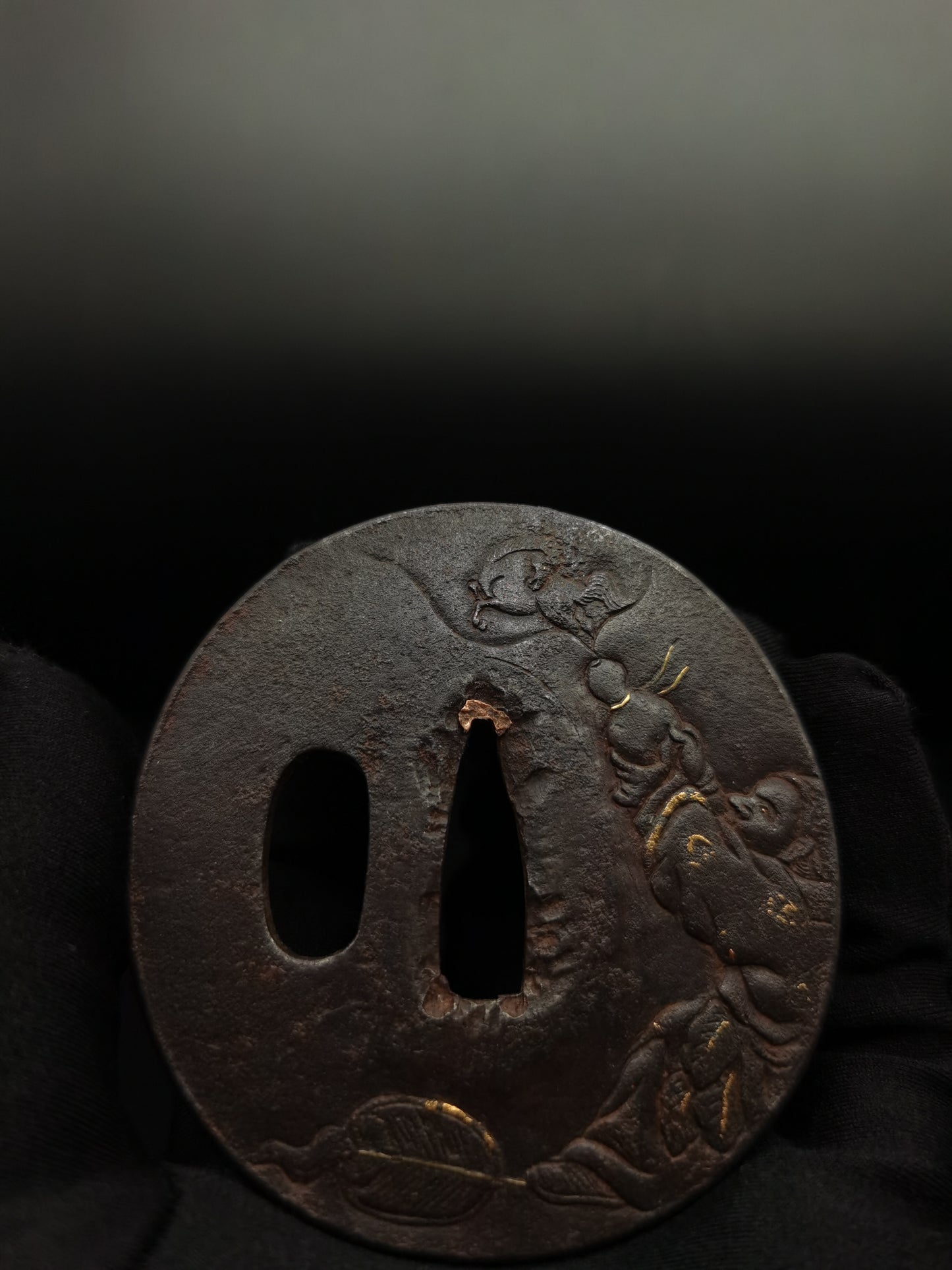 Japanese Type Fairchild and Horse Tsuba for Katana and Wakziashi Edo Period Antique A057