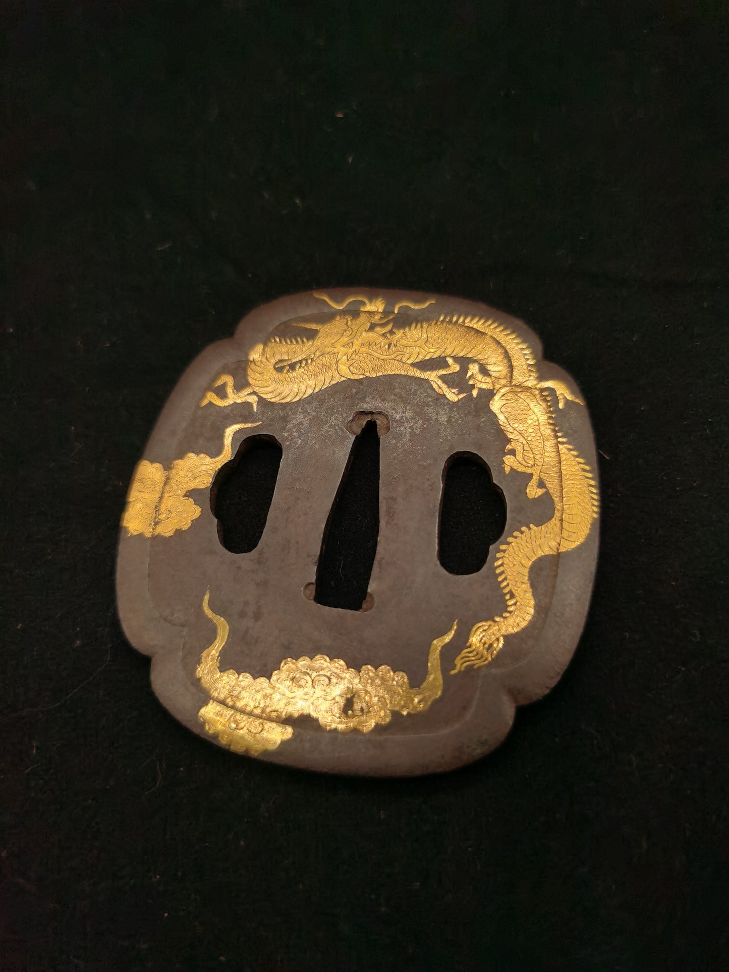 Japanese NBTHK Cloud Dragon Tsuba for Katana and Wakzaishi Edo Period Antique A065