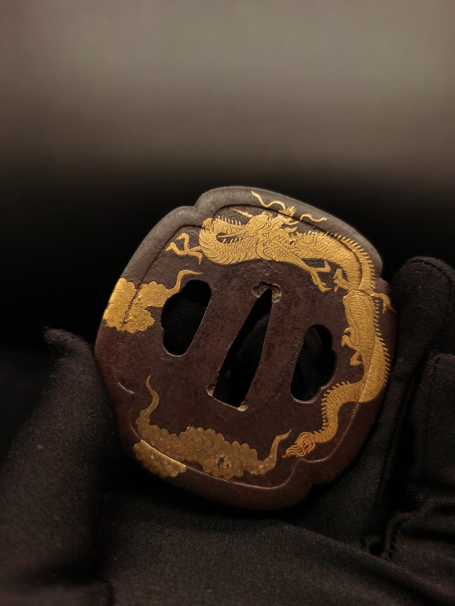 Japanese NBTHK Cloud Dragon Tsuba for Katana and Wakzaishi Edo Period Antique A065