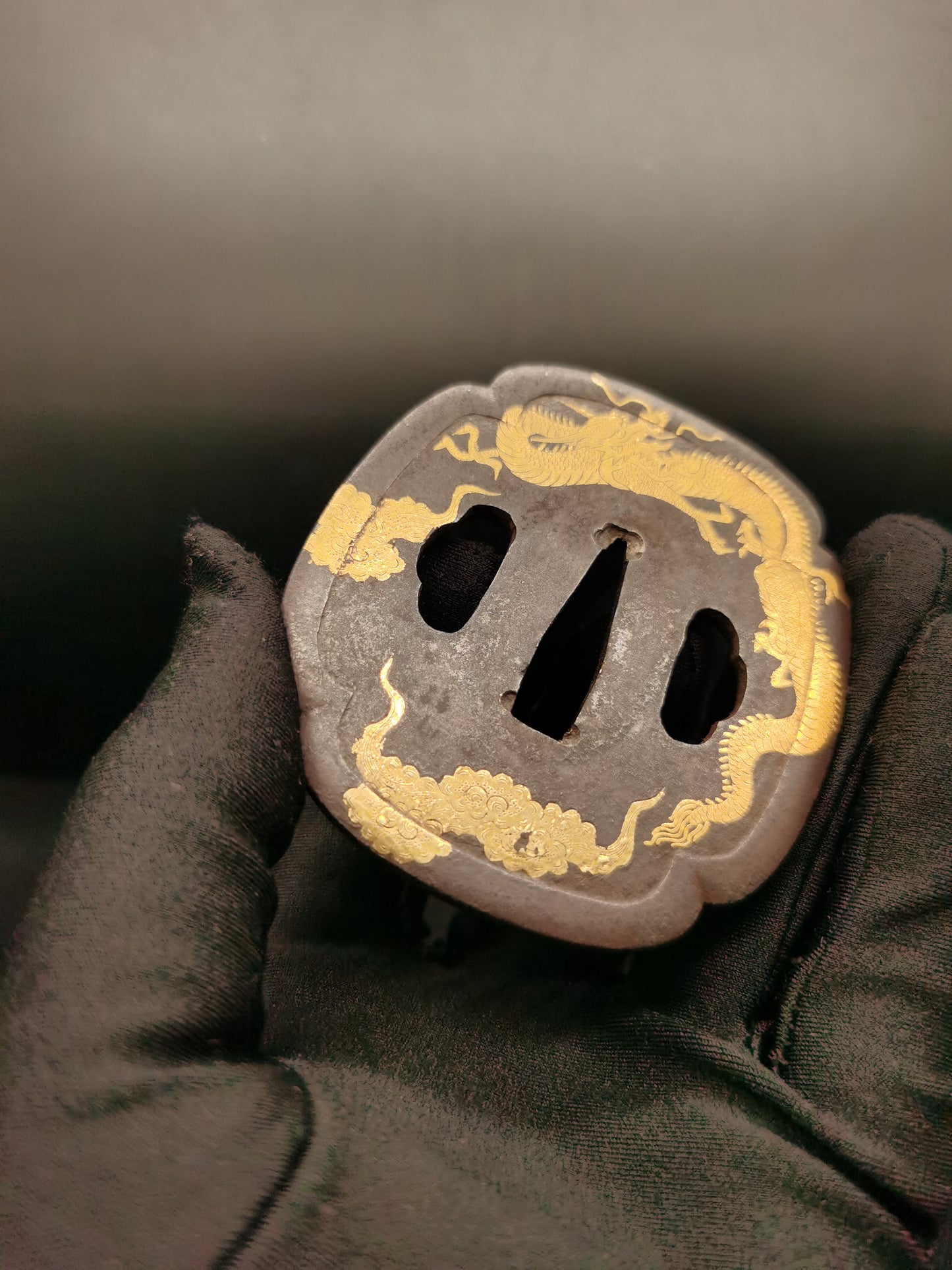 Japanese NBTHK Cloud Dragon Tsuba for Katana and Wakzaishi Edo Period Antique A065