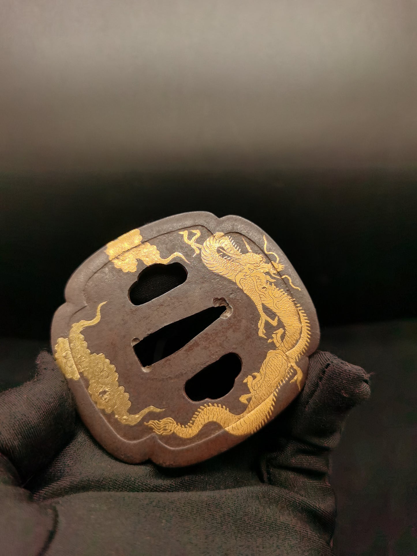 Japanese NBTHK Cloud Dragon Tsuba for Katana and Wakzaishi Edo Period Antique A065