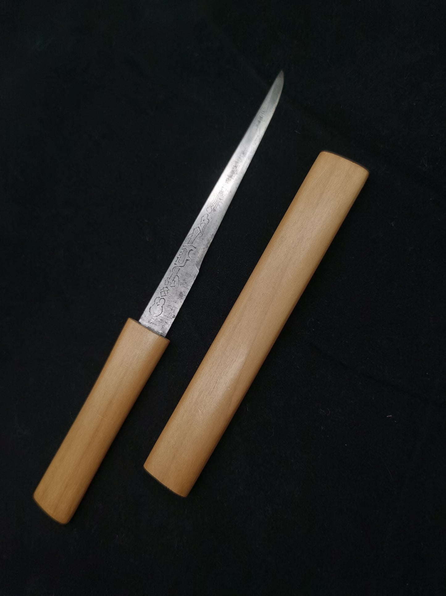 Japanese Kenmaki Ryū Carving Kagatana for Wakziashi Edo Period Antique K016