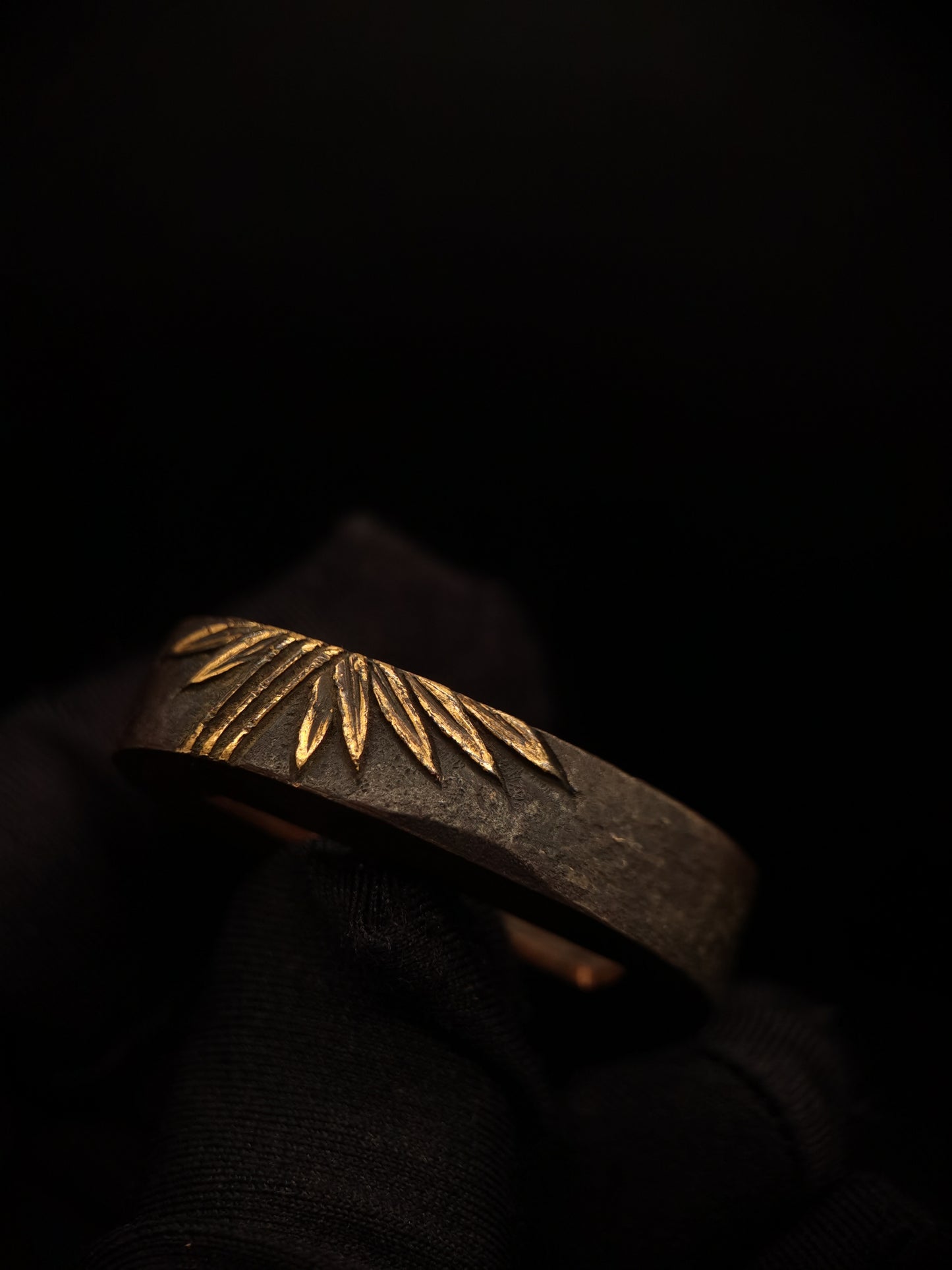 Japanese Birds Flying in Bamboo Grove Pattern Single Fuchi for Katana Wakziashi Edo Period Antique F061