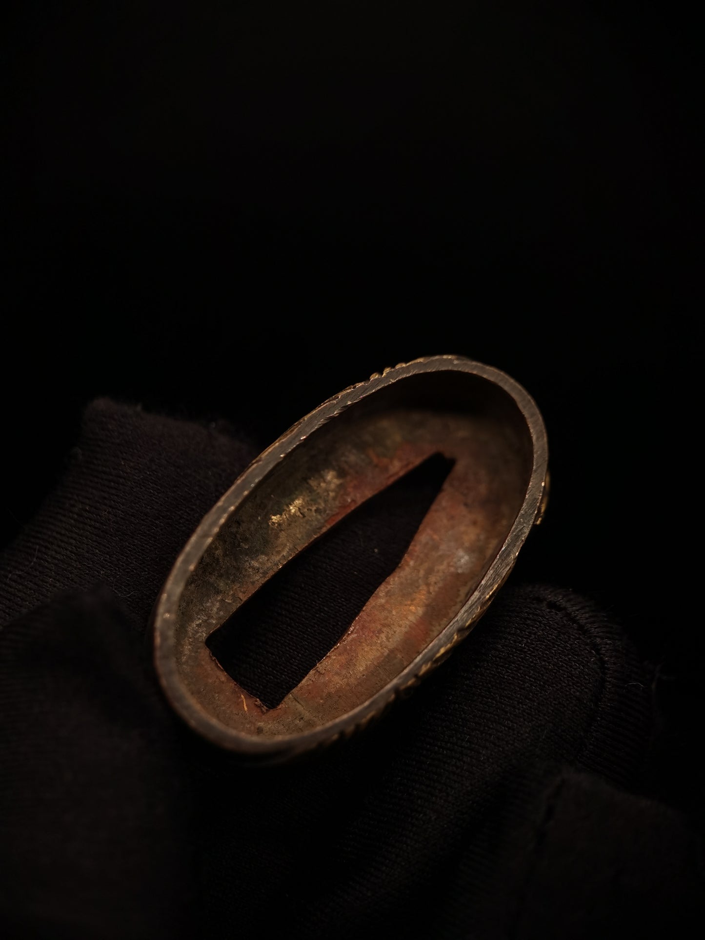 Japanese Birds Flying in Bamboo Grove Pattern Single Fuchi for Katana Wakziashi Edo Period Antique F061