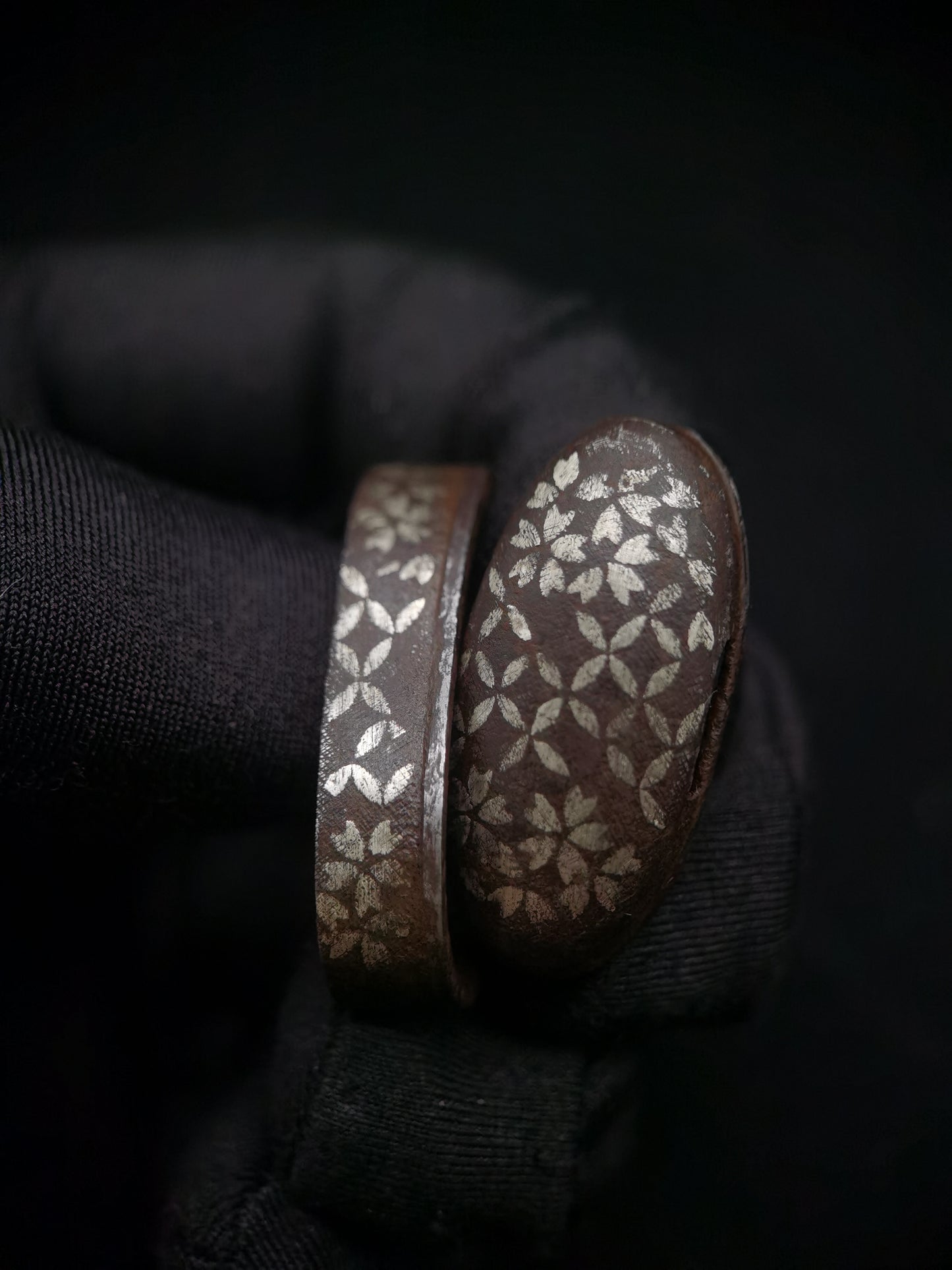 Japanese Sakura and Coin Pattern Fuchi & Kashira for Wakziashi and Tanto Edo Period B044