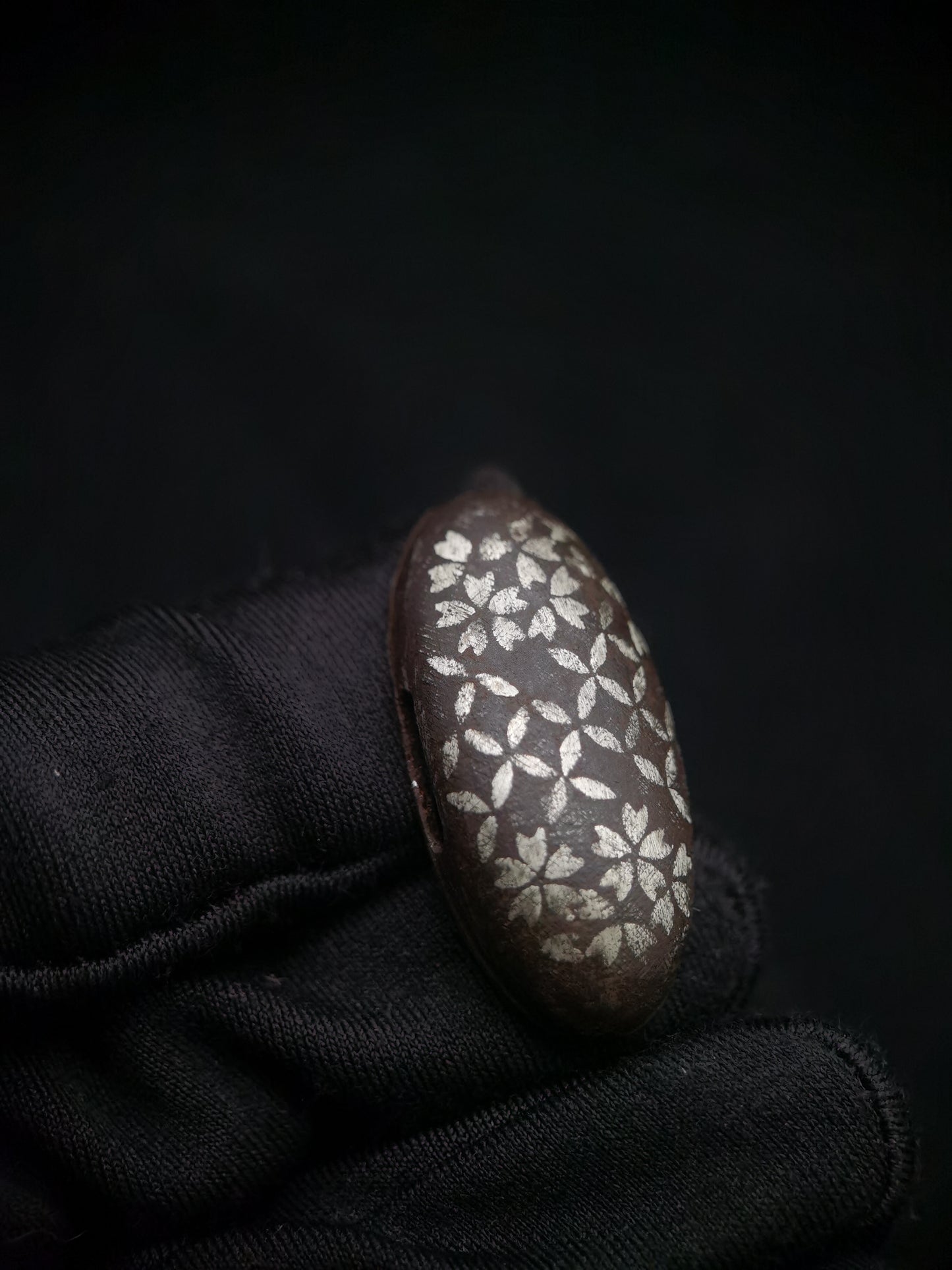 Japanese Sakura and Coin Pattern Fuchi & Kashira for Wakziashi and Tanto Edo Period B044