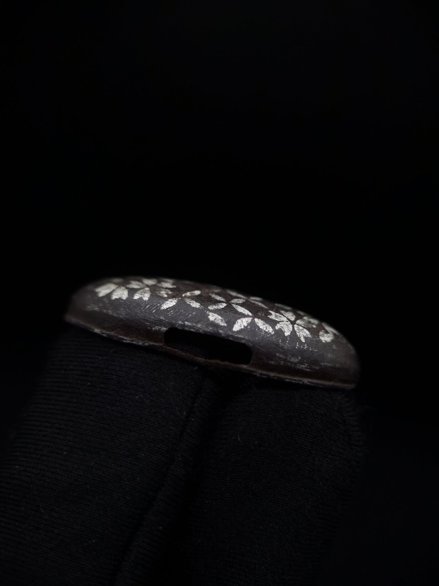 Japanese Sakura and Coin Pattern Fuchi & Kashira for Wakziashi and Tanto Edo Period B044