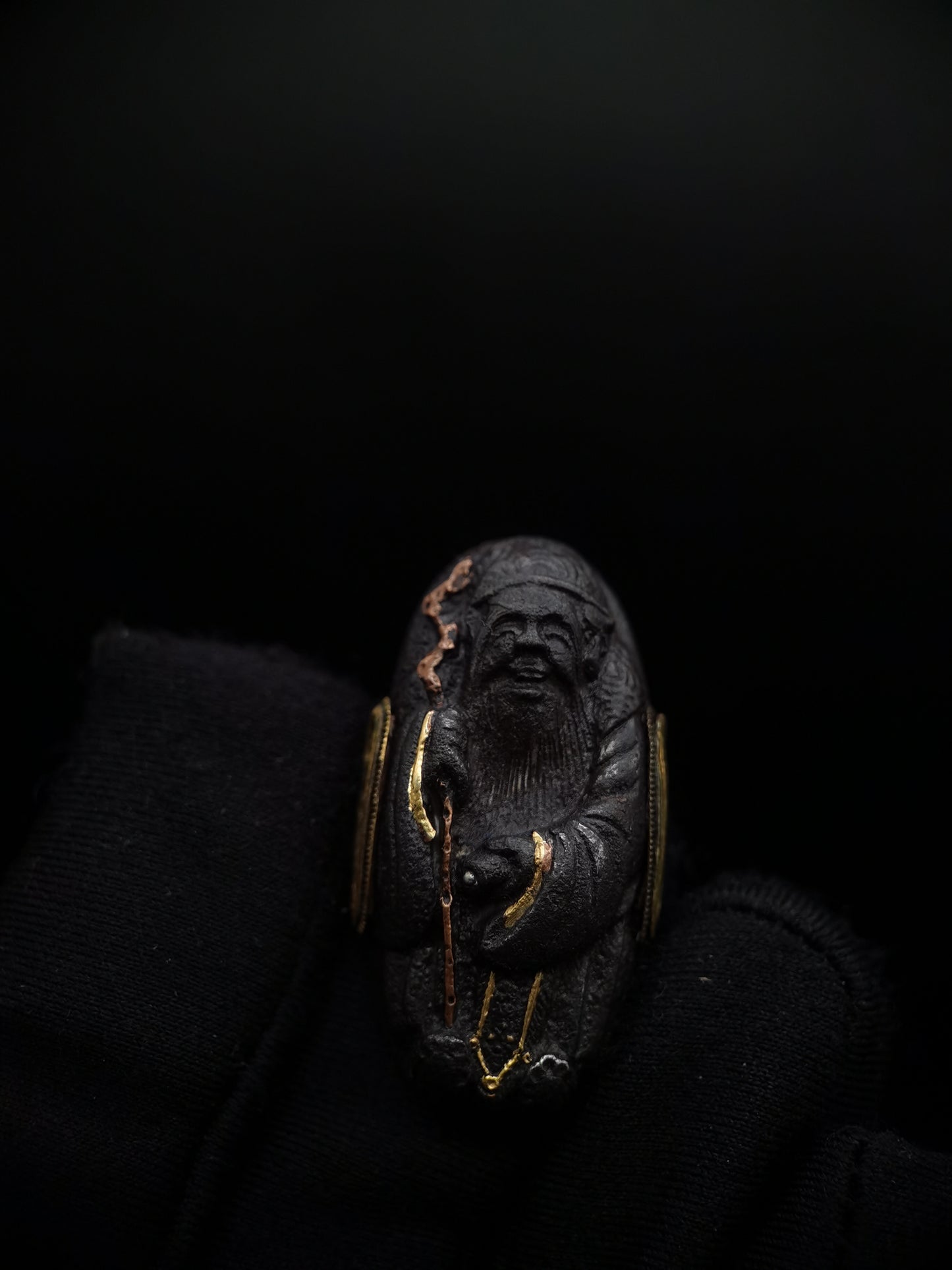 Japanese Longevity Pattern Fuchi & Kashira for Katana and Wakziashi Edo Period Antique B047