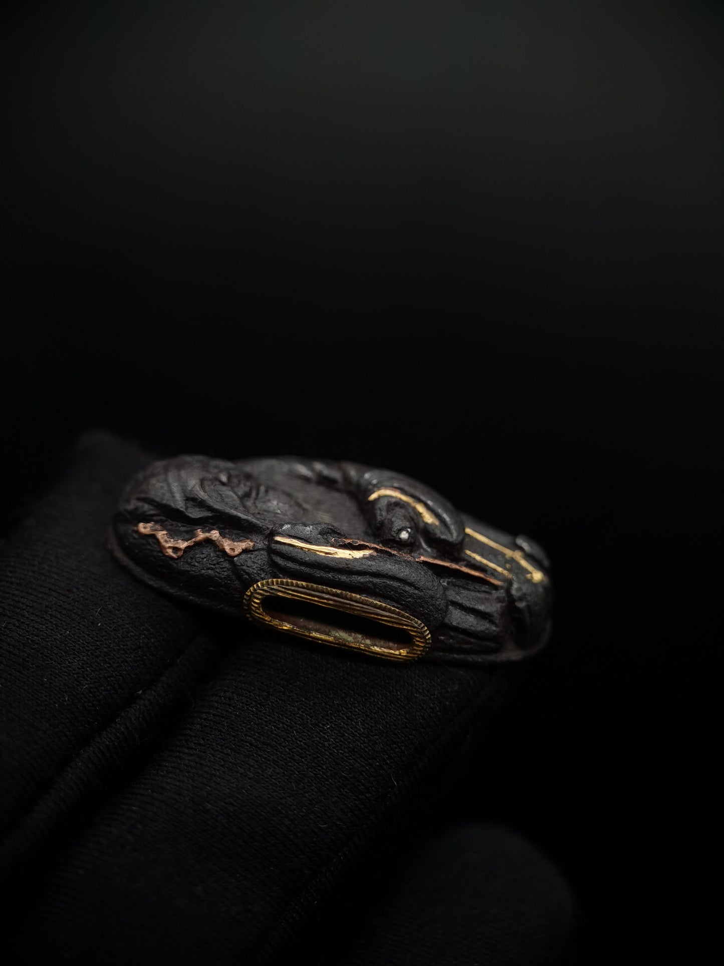 Japanese Longevity Pattern Fuchi & Kashira for Katana and Wakziashi Edo Period Antique B047