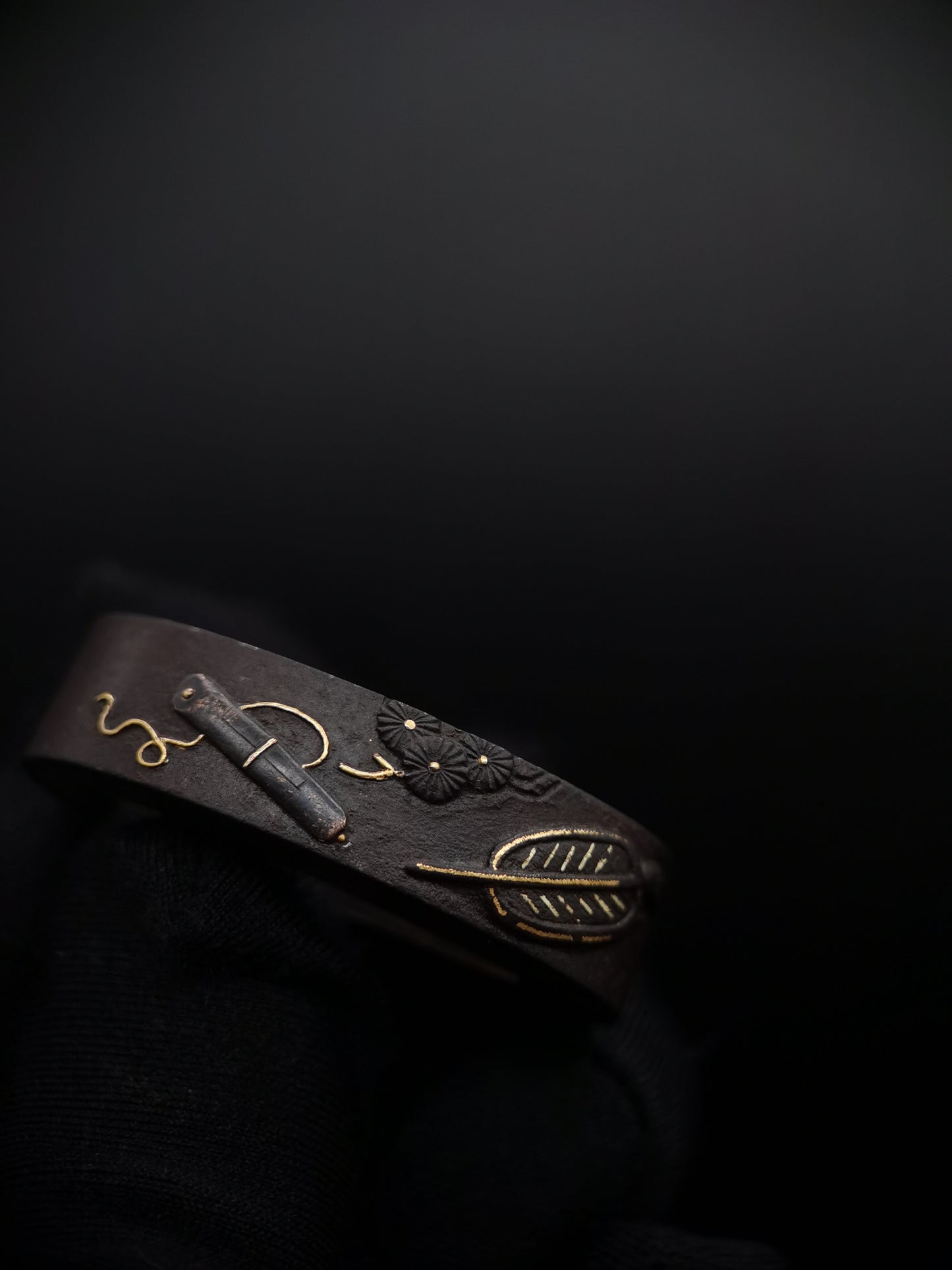 Japanese Longevity Pattern Fuchi & Kashira for Katana and Wakziashi Edo Period Antique B047