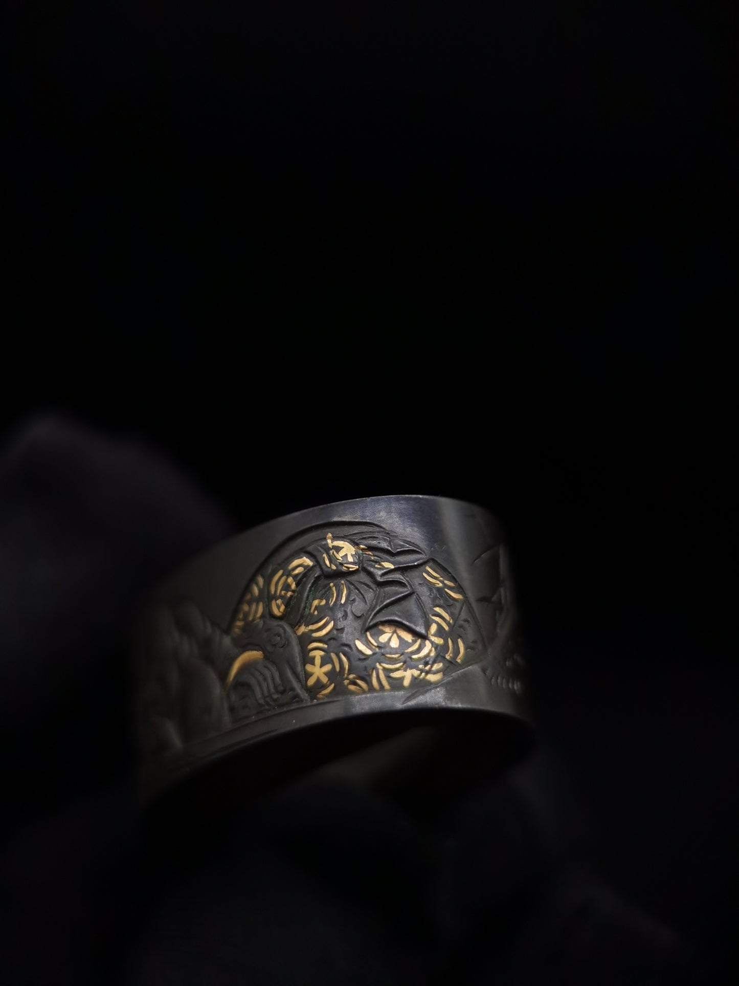 Japanese Longevity and bag monk Pattern Fuchi & Kashira for Katana Wakziashi Edo period antique B049