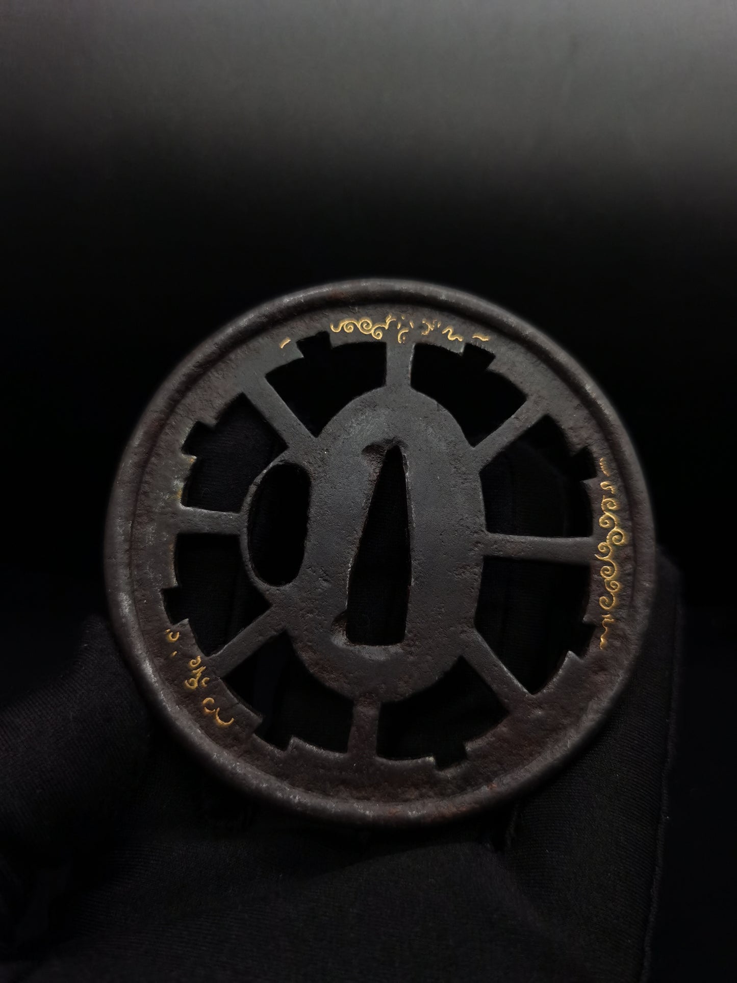 Japanese Wheel Pattern Tsuba for Katana and Wakziashi Edo Period Antique A107
