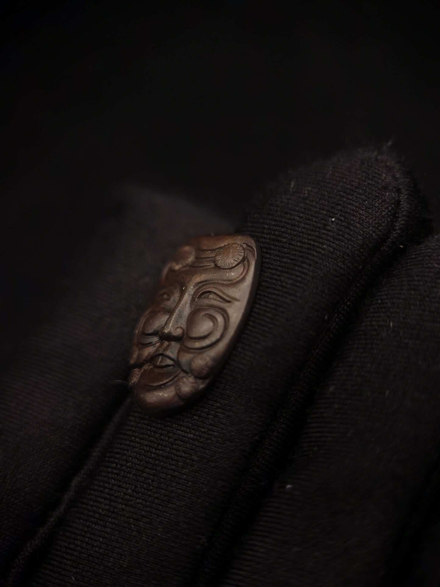 Japanese Type Noh Drama Mask Pattern Menuki for wakziashi Tanto, Y125