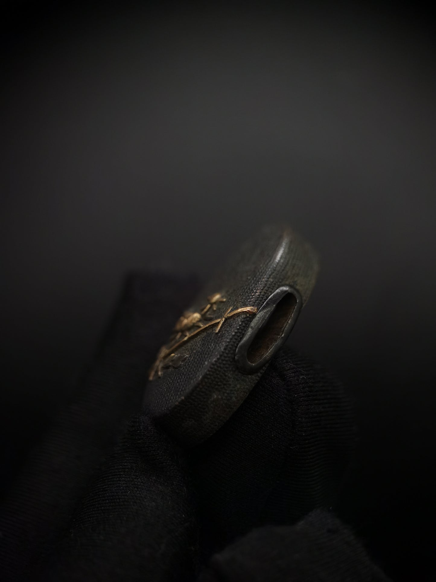 Japanese Fence and Peony Fuchi & Kashira for Katana and Wakziashi Edo Period Antique B073
