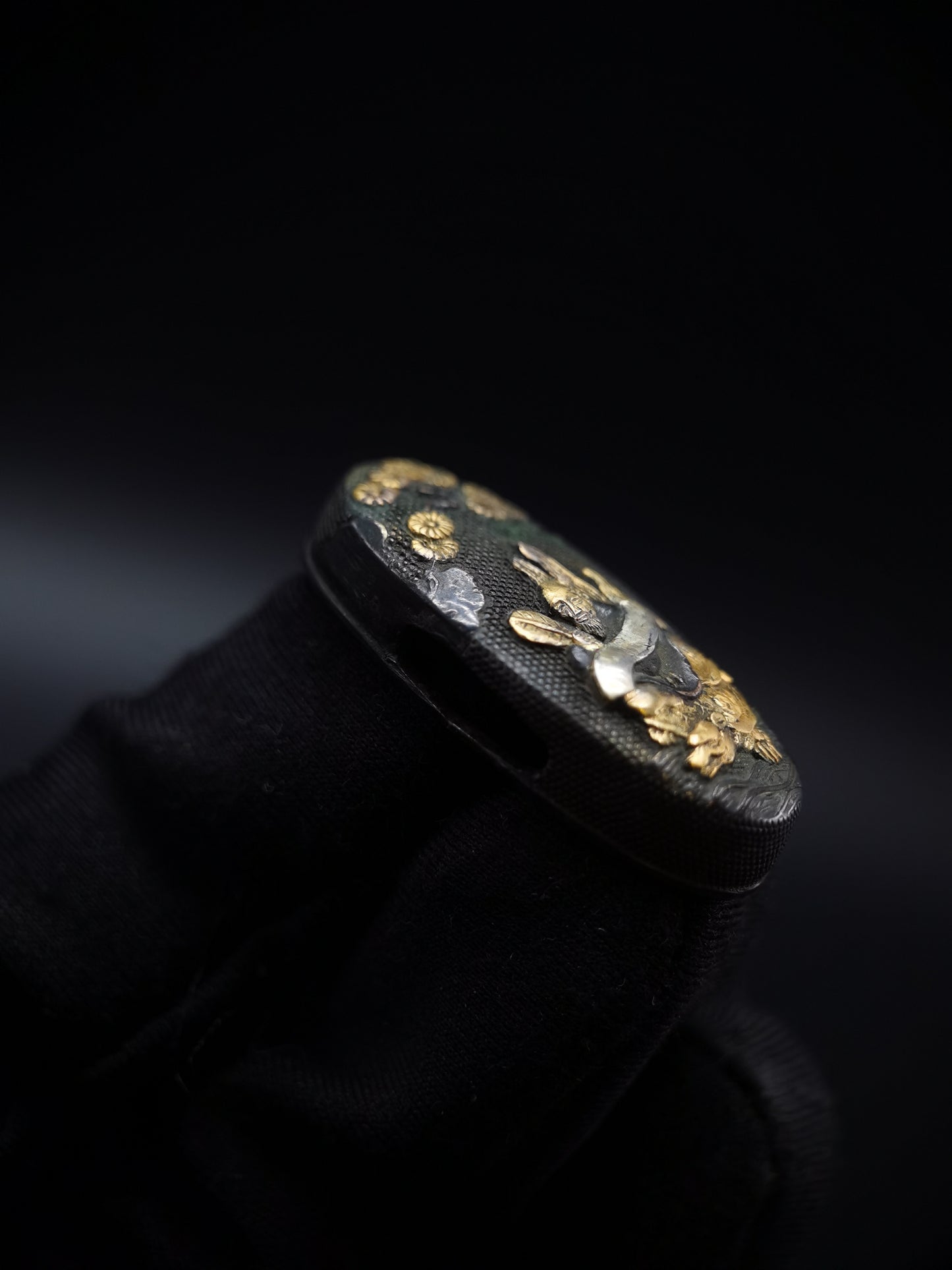 Japanese Crane Turtle Immortal Fuchi & Kashira for Katana and Wakziashi Edo Period B075