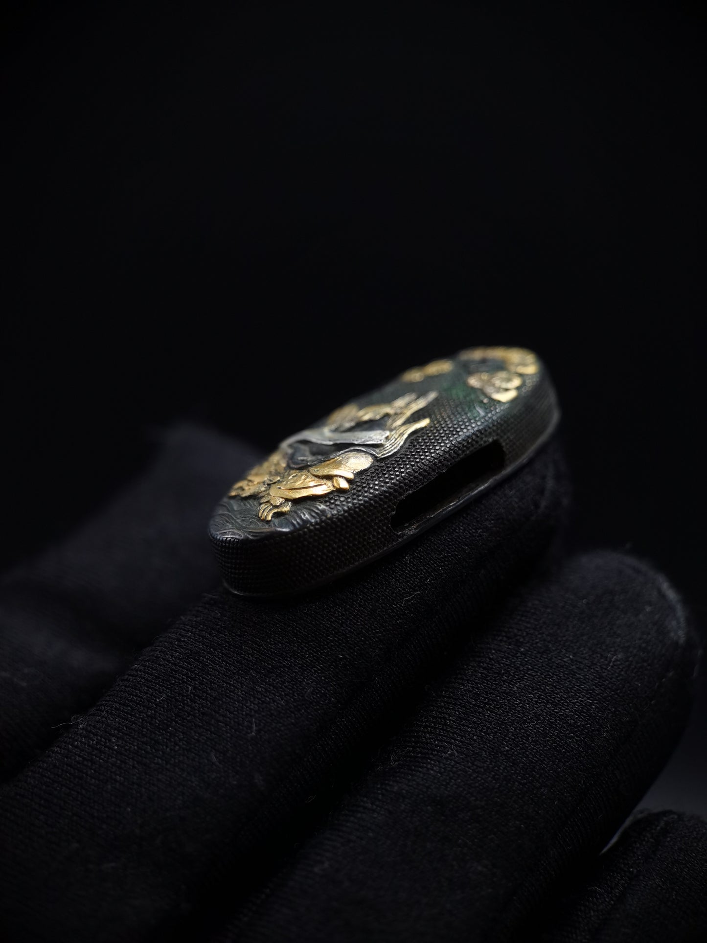 Japanese Crane Turtle Immortal Fuchi & Kashira for Katana and Wakziashi Edo Period B075