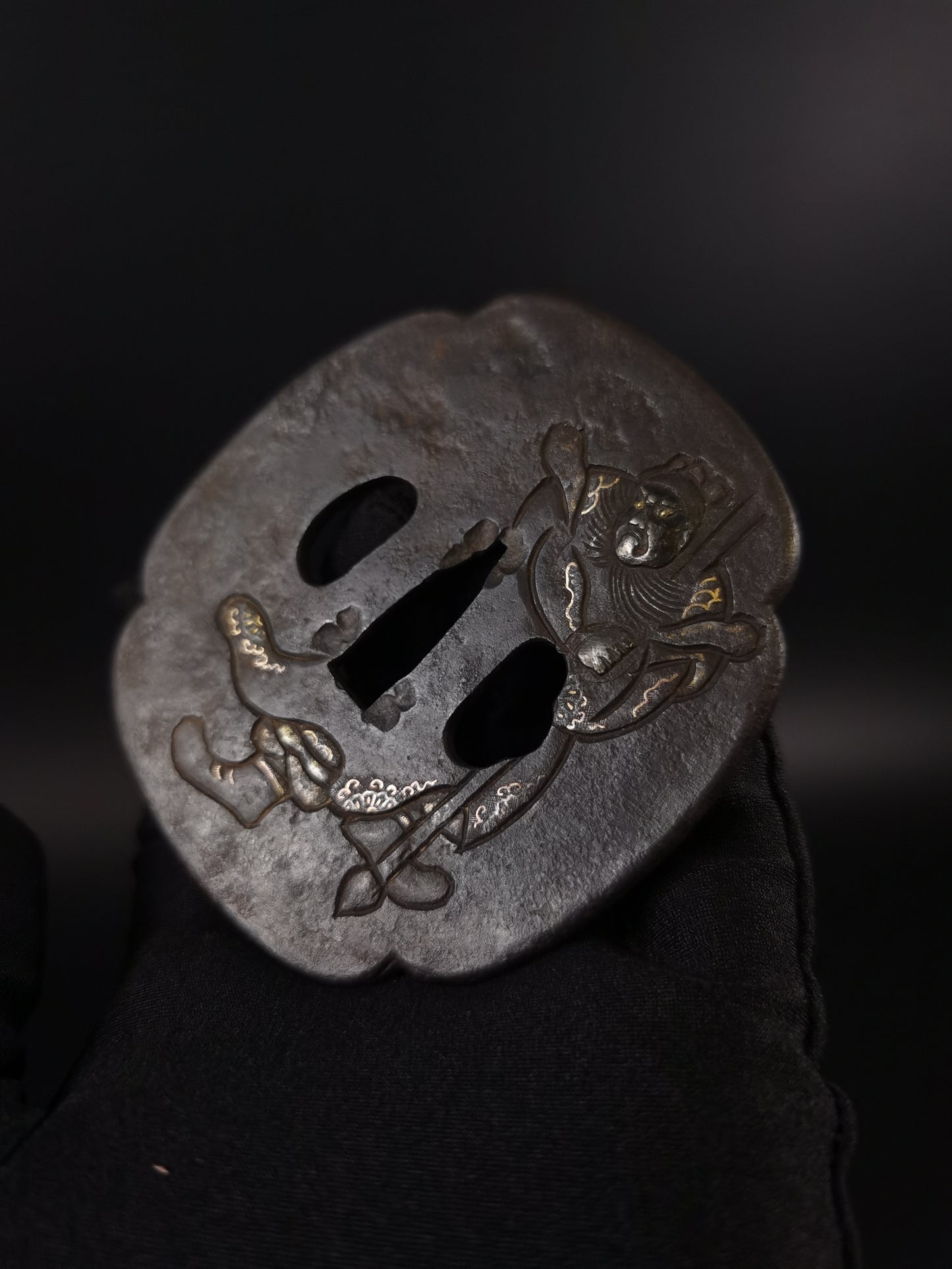 Japanese Zhangfei of the Three Kingdoms Tsuba for Katana and Wakziashi Edo Period Antique A130
