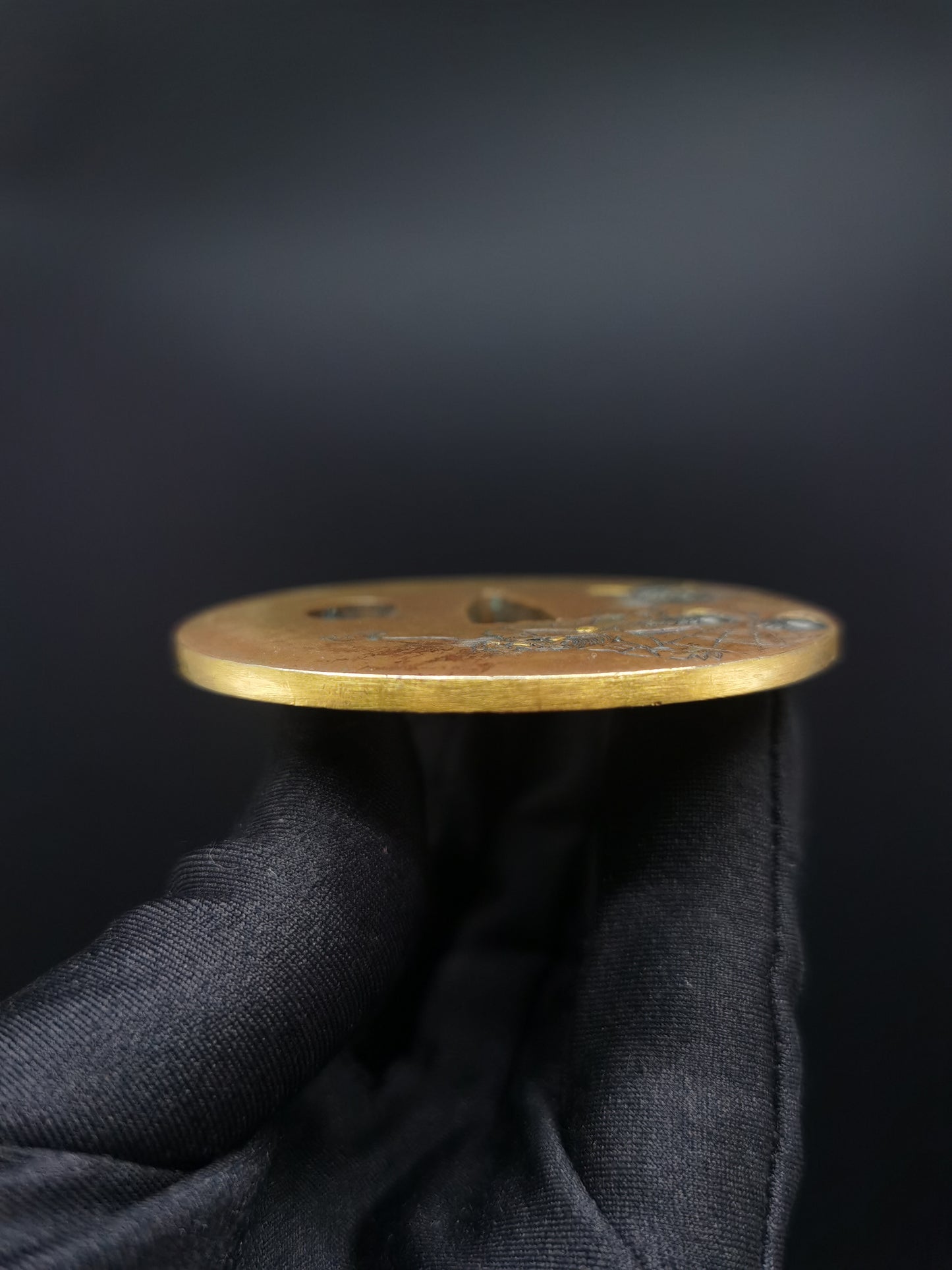 Japanese Immortal Zhong Kui and Little Ghost Pattern Tsuba for Wakzaishi Edo Period Antique A137