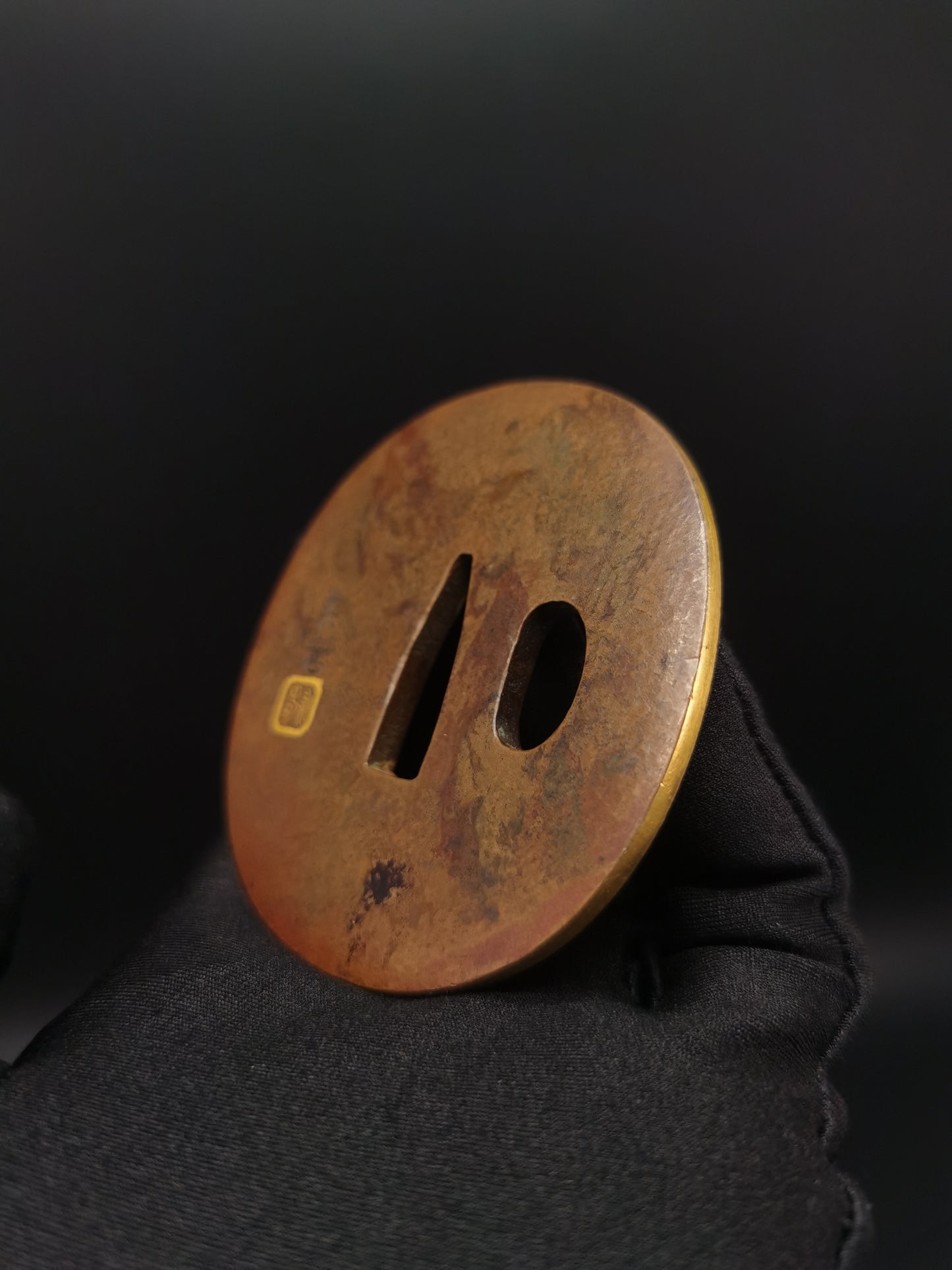 Japanese Immortal Zhong Kui and Little Ghost Pattern Tsuba for Wakzaishi Edo Period Antique A137